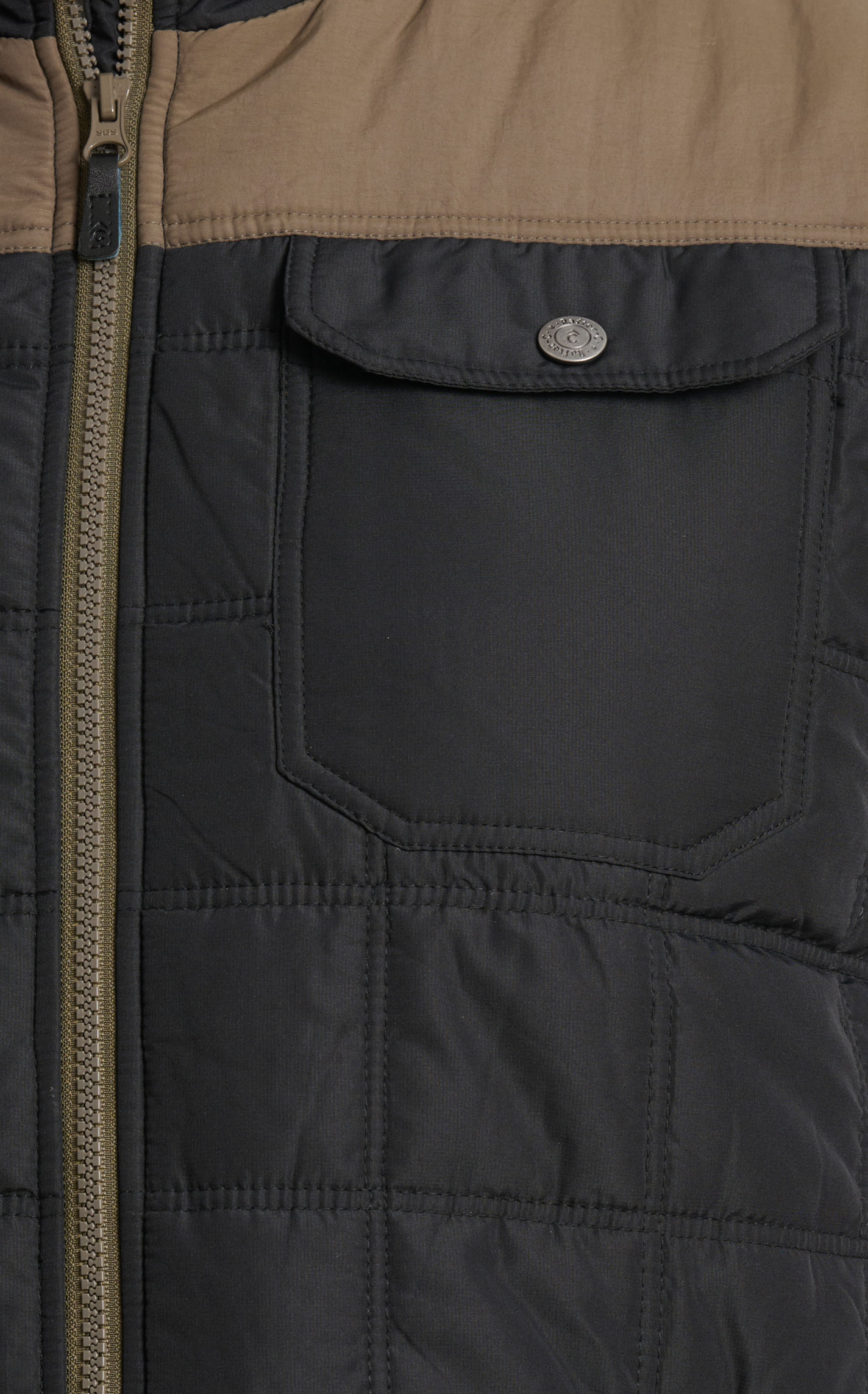 Rafter C Ranchwear Men's Coyote Black & Olive-Gray Quilted Puff Vest - Image 1