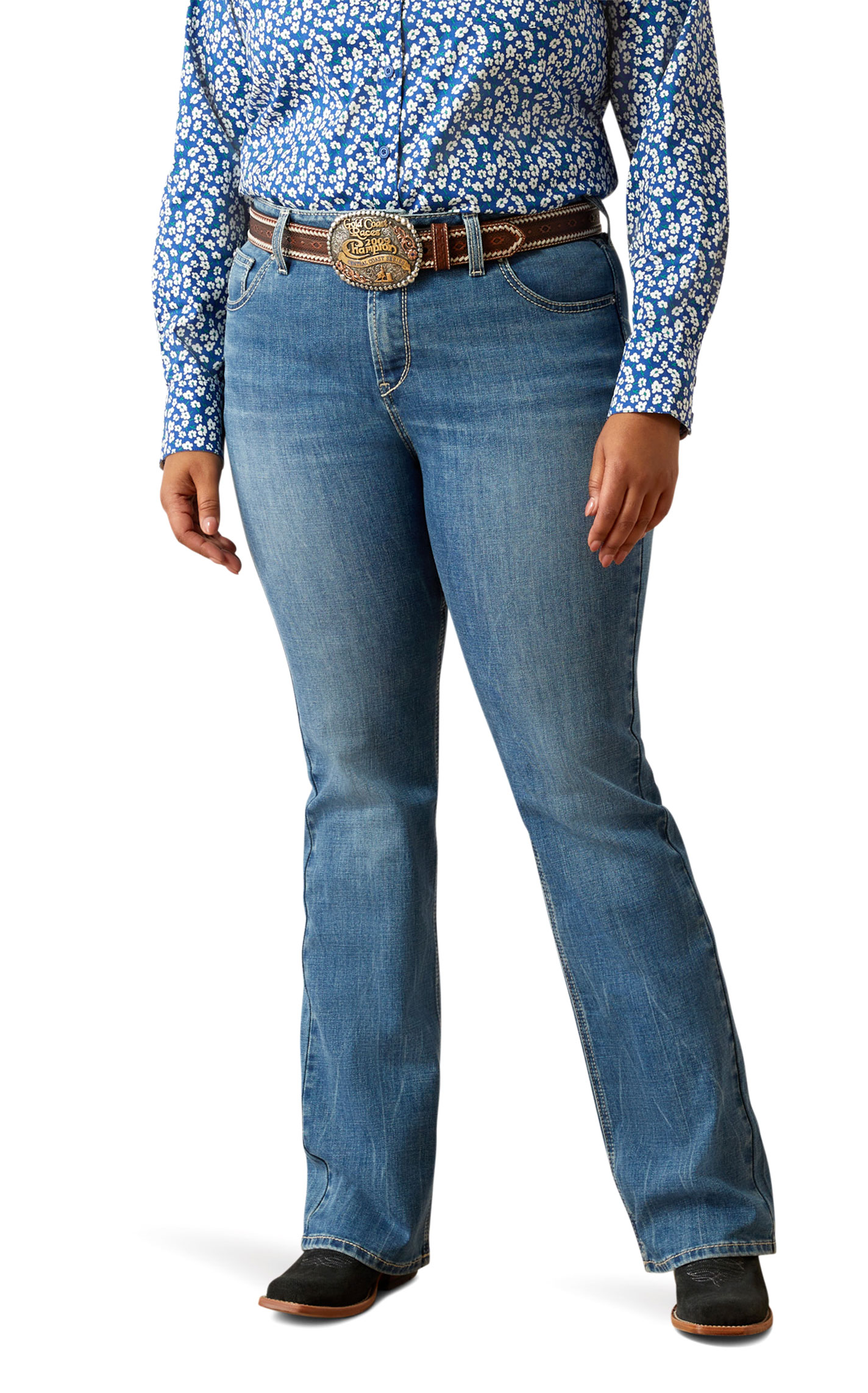 Ariat R.E.A.L. Women's Light Wash Crete Boot Cut Jeans - Plus Sizes - Image 1