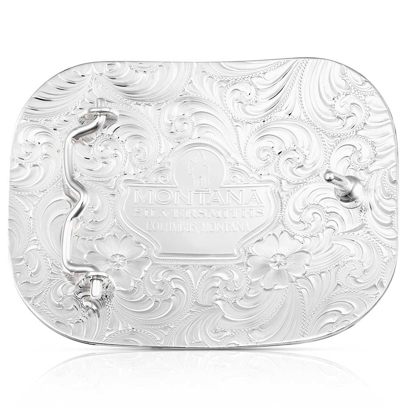 Montana Silversmiths Silver & Gold Longhorn Filigree Belt Buckle - Image 1