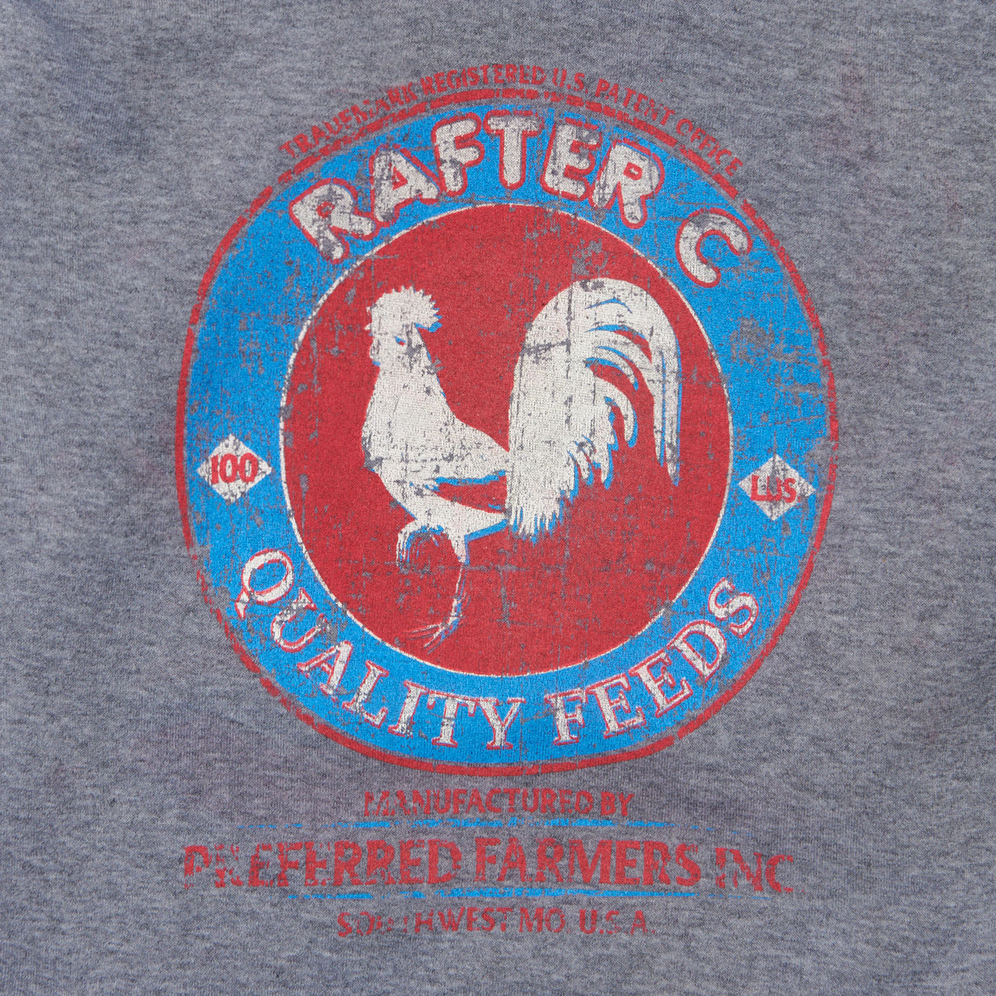 Rafter C Gray Quality Feeds Rooster Logo Graphic Hoodie - Image 1
