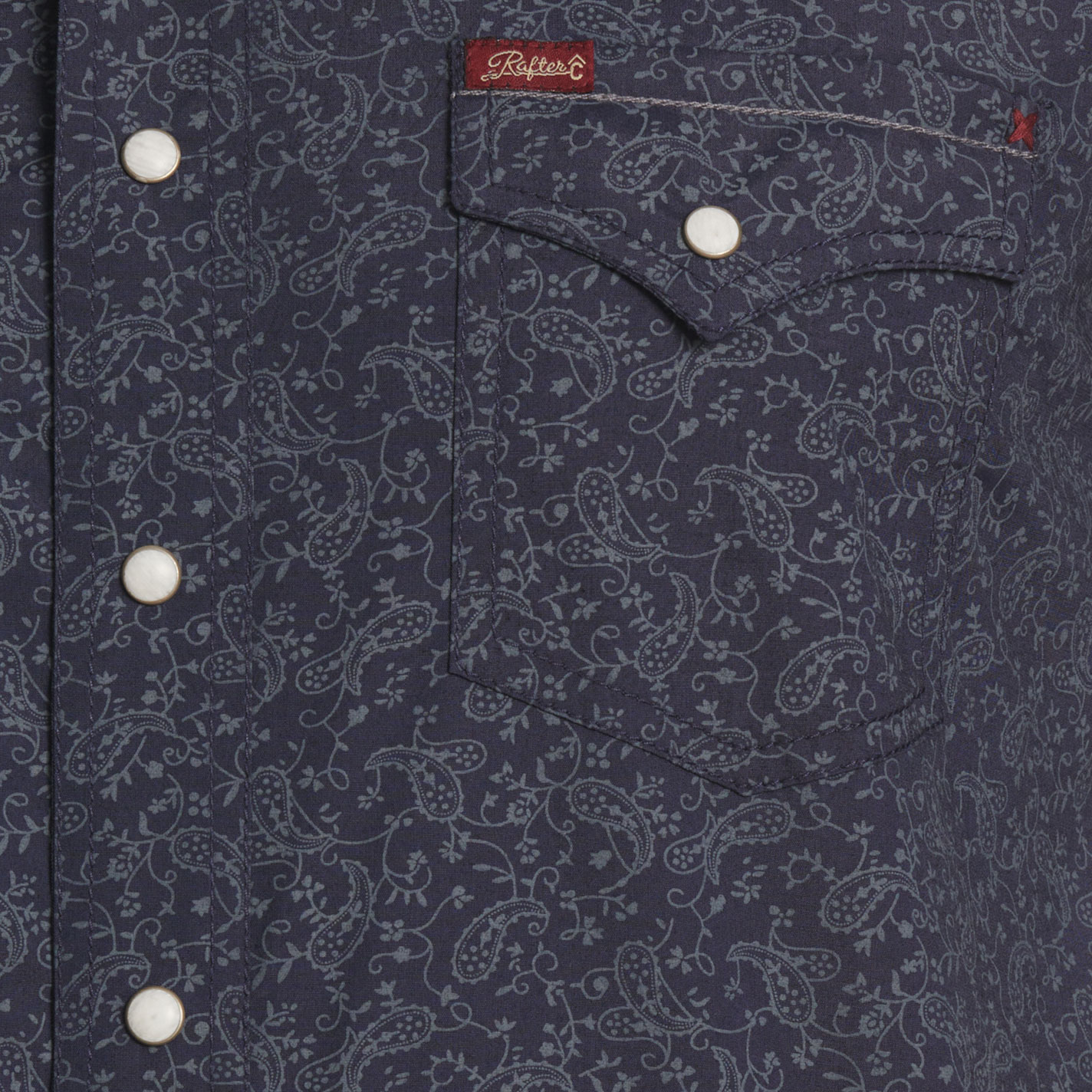 Rafter C Men's Navy Blue Paisley Print Western Shirt - Image 2