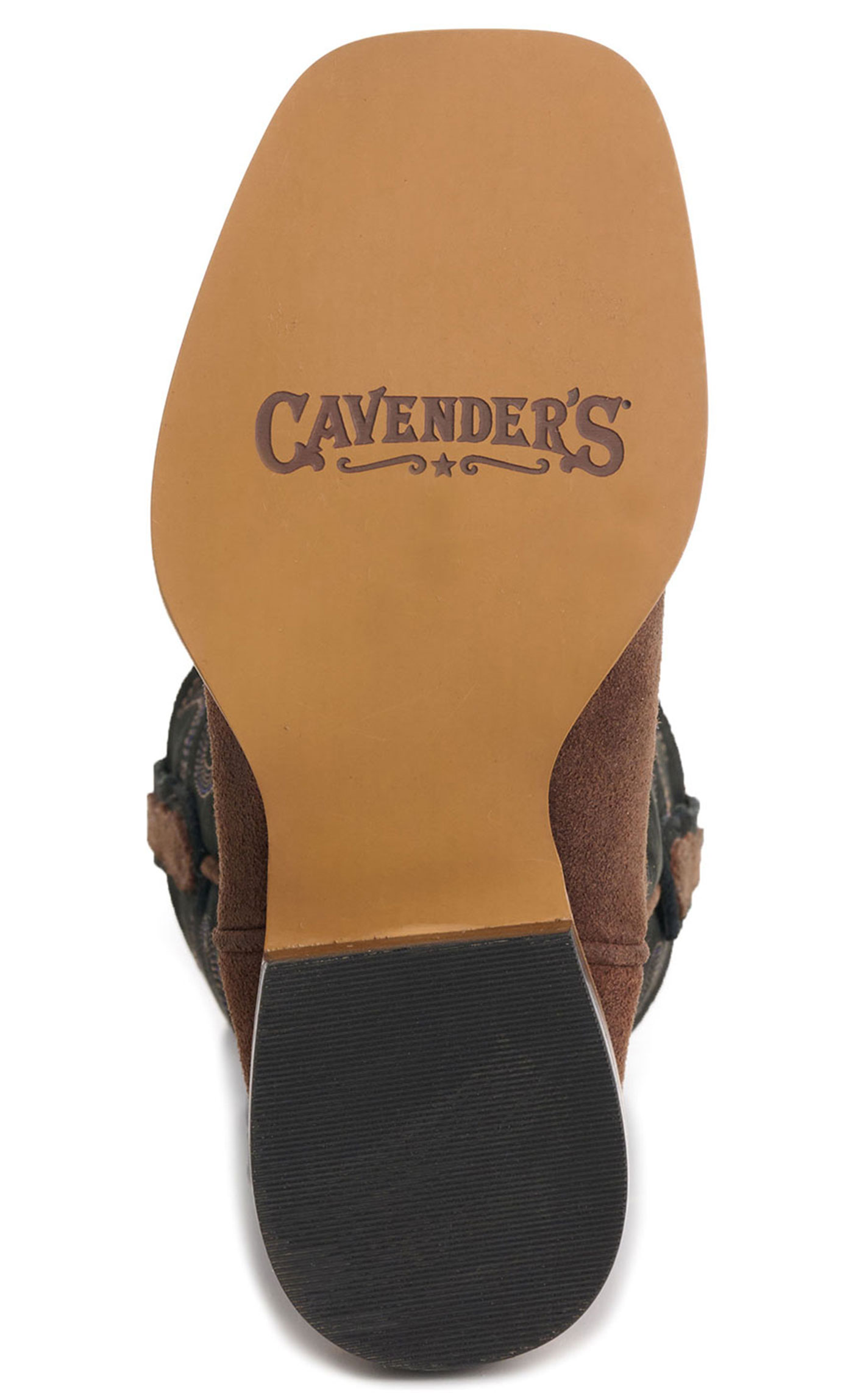 Cavender’s Kids' Black & Brown Roughout Suede Square Toe Cowboy Boots - Image 1