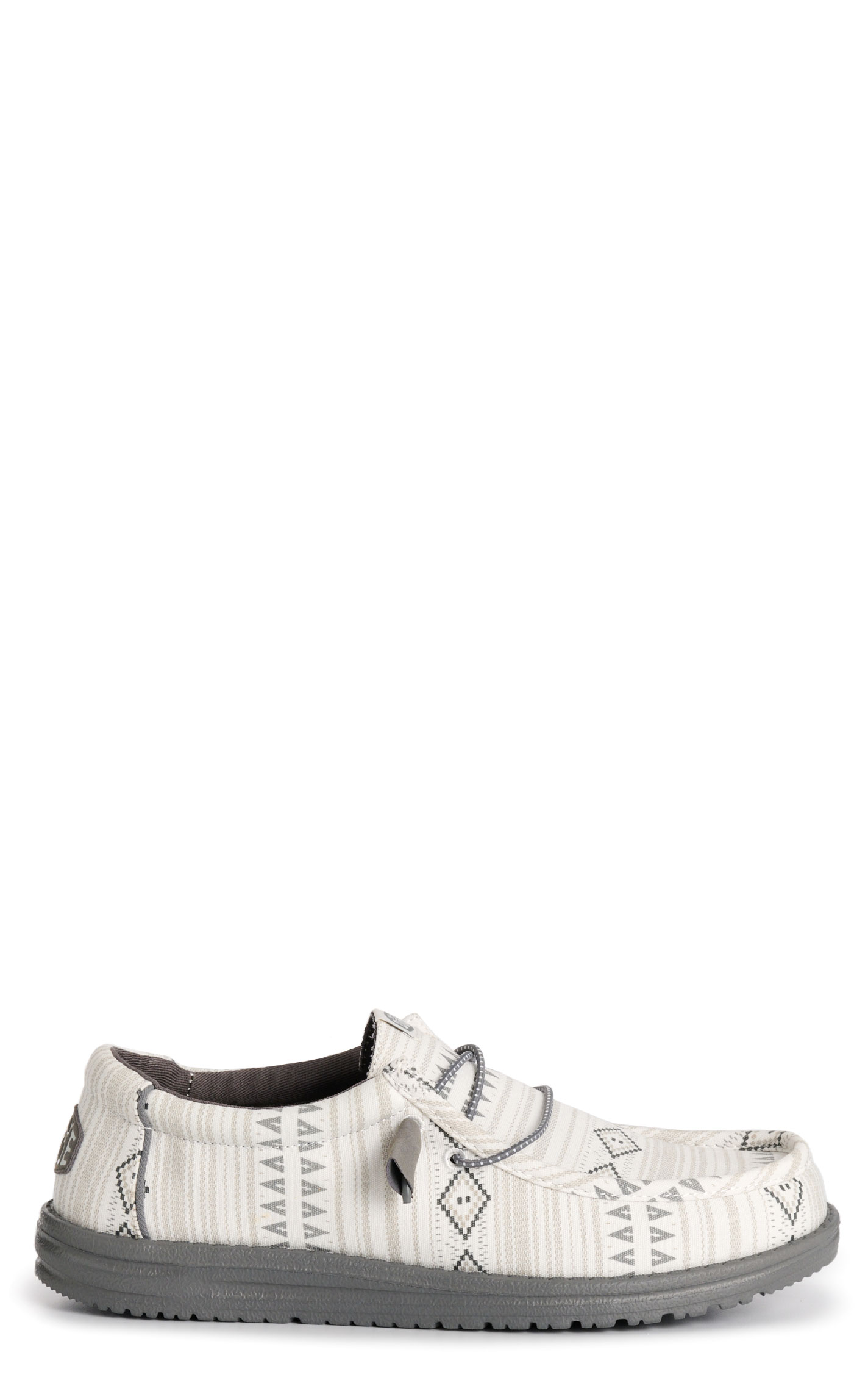 Hey Dude Men’s White & Gray Wally Aztec Lace Up Moc Toe Casual Shoes - Image 1