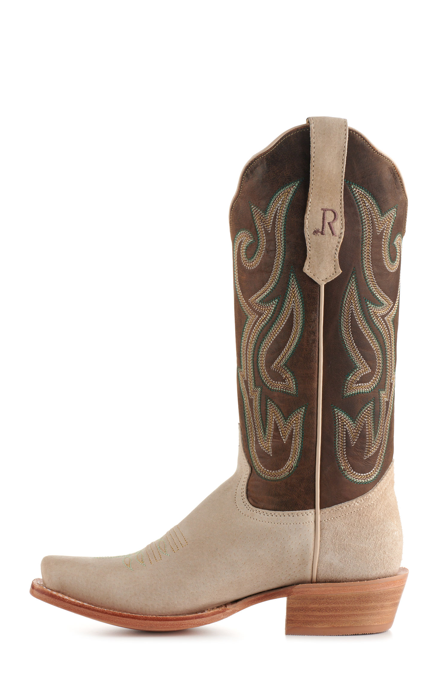 R. Watson Women's Honey Brown and Bone Boar Punchy Square Toe Cowboy Boots - Image 1