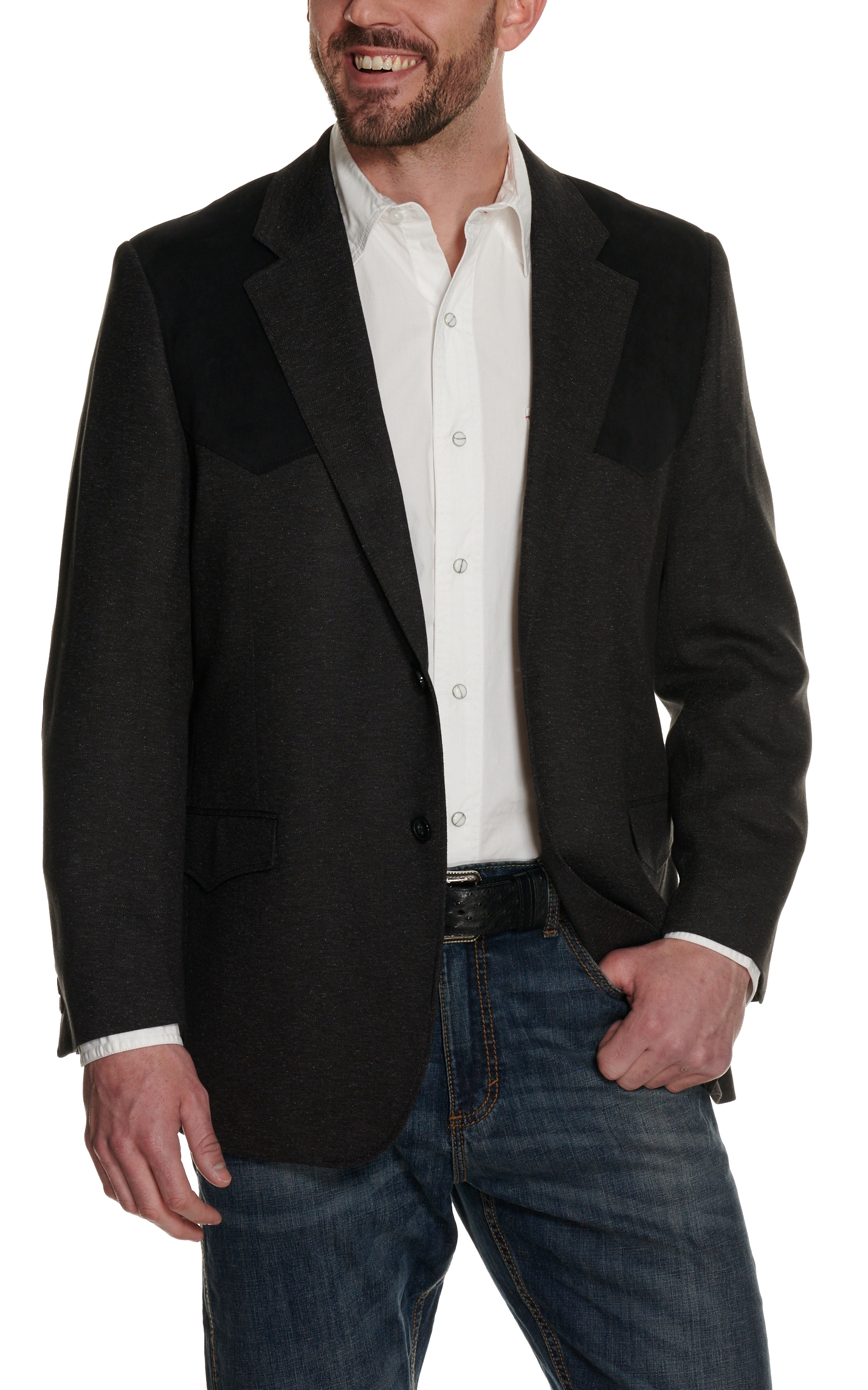 Red Sky Men's Gray Fleck with Caps & Patch Sport Coat - Image 1