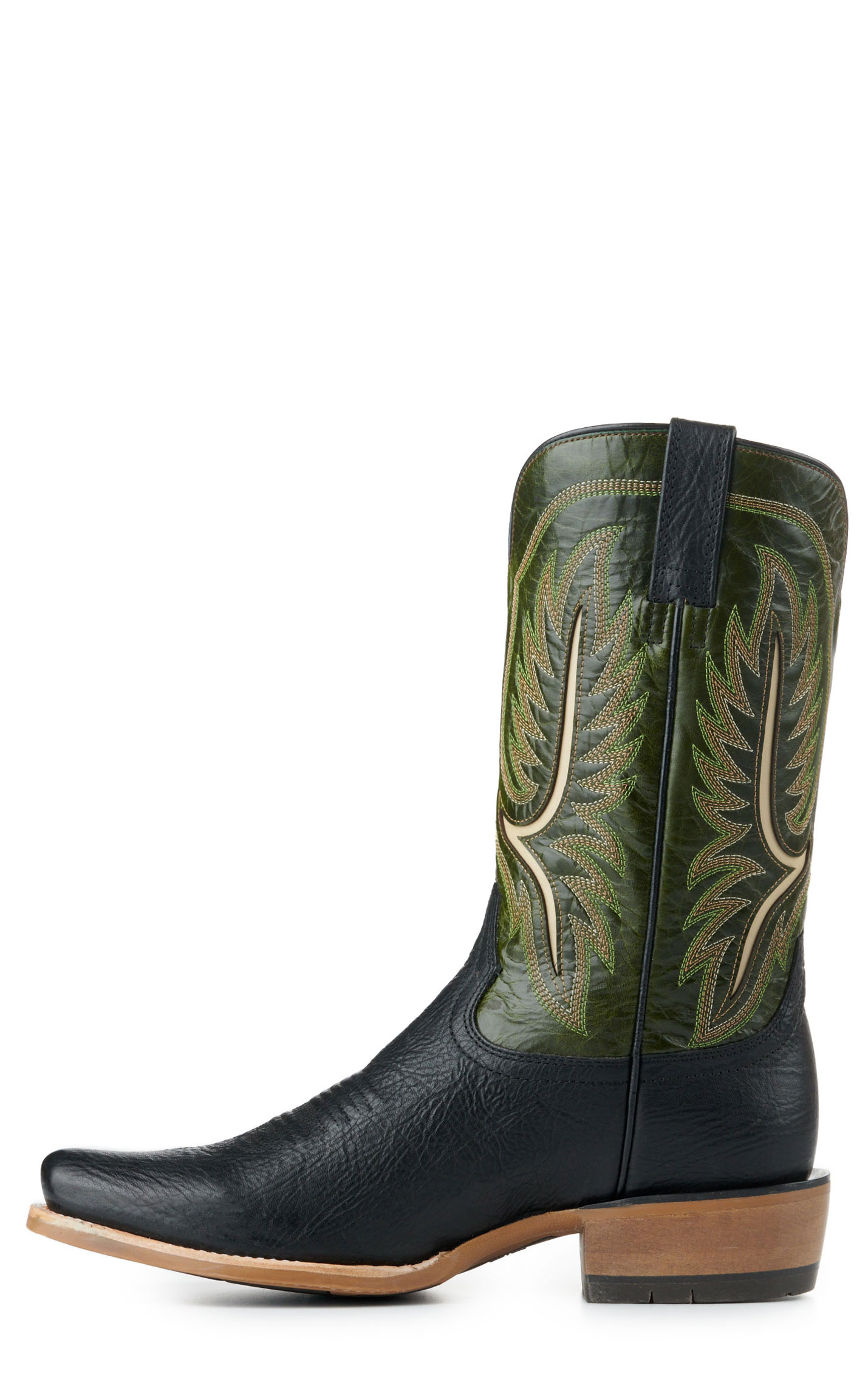 Ariat Men's Stadtler Black and Dark Lime TekStep Square Toe Cowboy Boots - Image 1