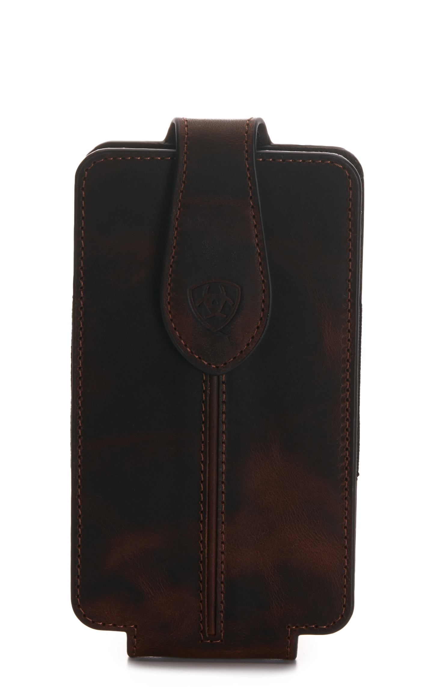 Ariat Dark Brown Leather with Cord Large Clip-On Cell Phone Case - Image 1