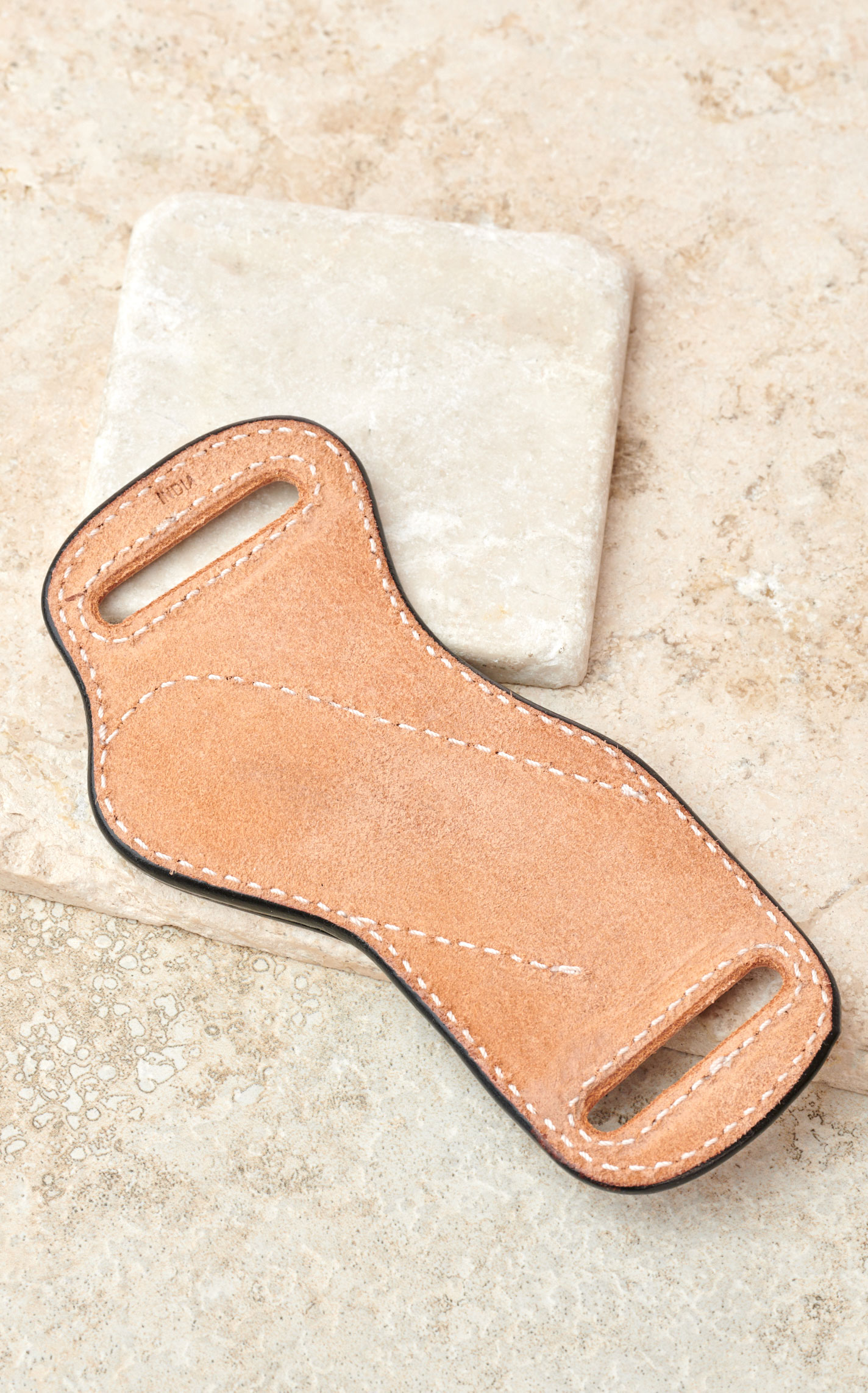 3D Belt Co Brown Floral Tooled Leather Horizontal Pancake Knife Sheath - Image 1