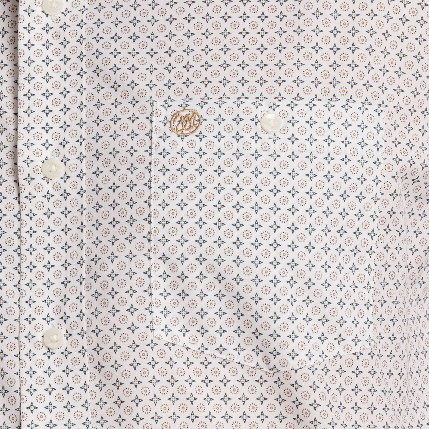 Wrangler Men's White & Gray Geo Classic Western Shirt - Image 3