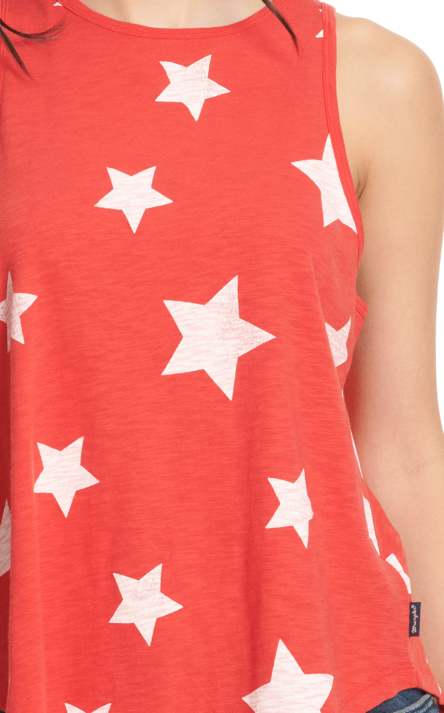 Wrangler Women's Red & White Star Print Pointed Hem Tank Top - Image 1