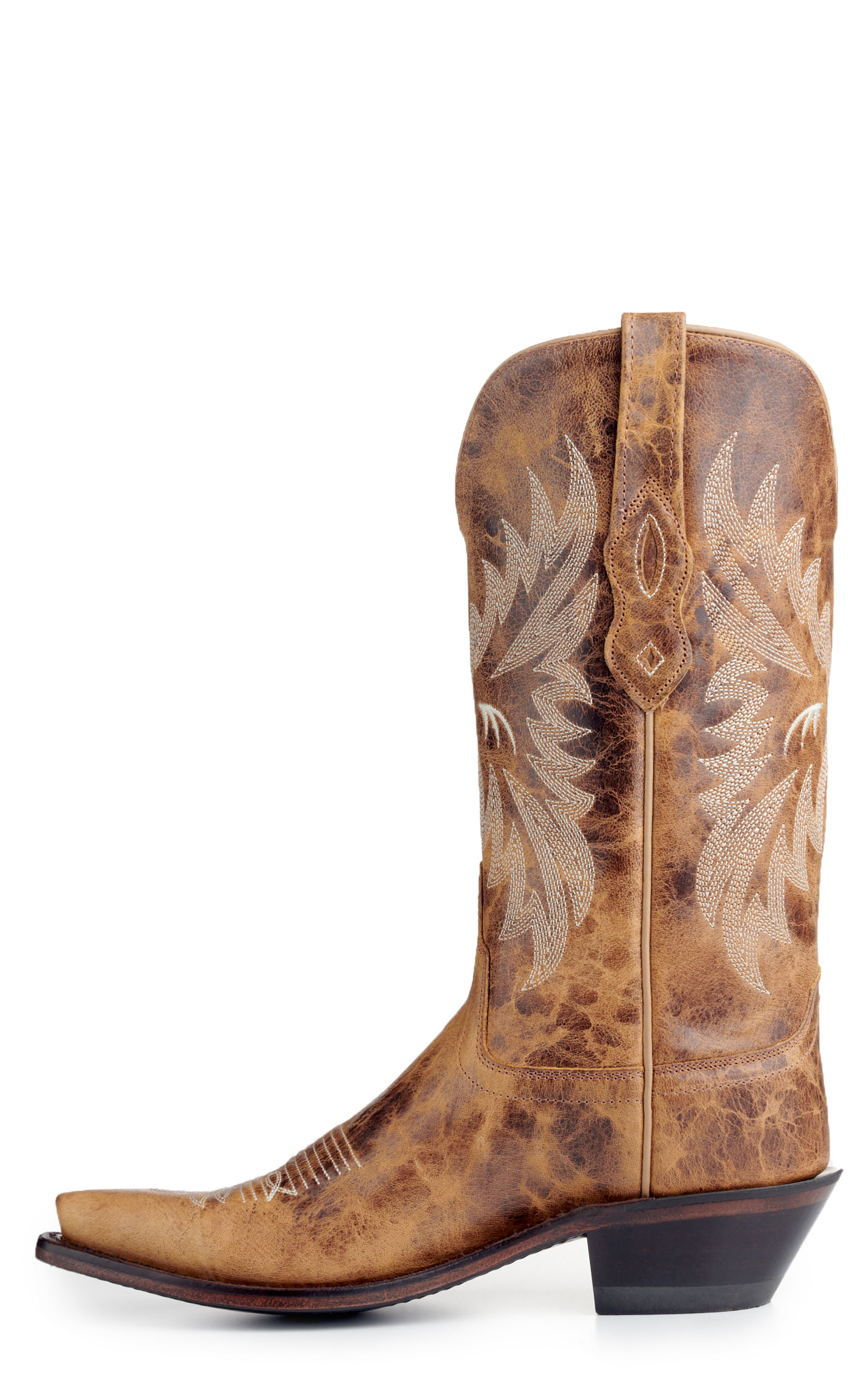 Old West Women's Burnt Tan Snip Toe Cowboy Boots - Image 1