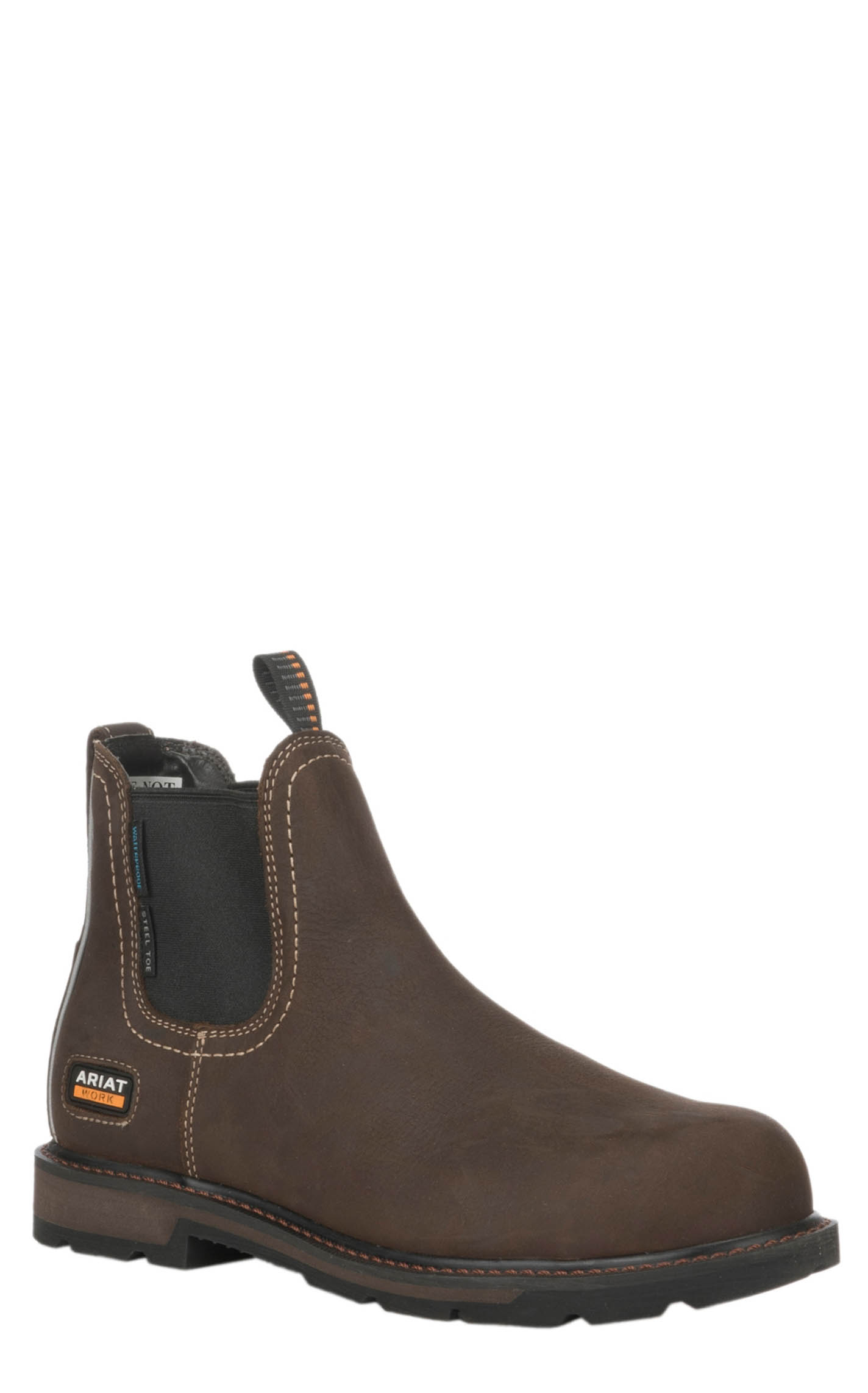 Ariat Men's Groundbreaker Dark Brown Waterproof Round Steel Toe Chelsea Work Boot - Image 1
