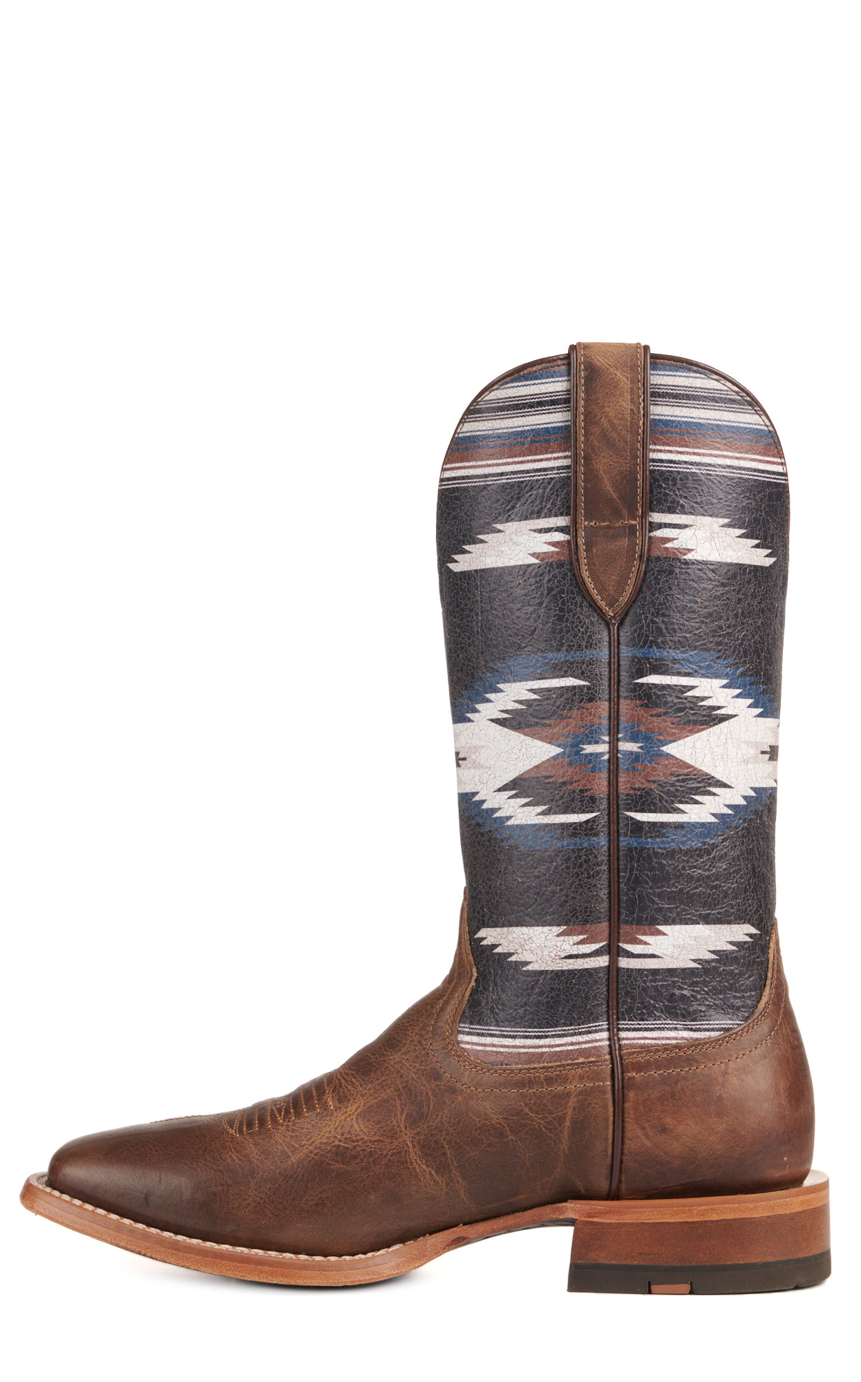 Ariat Men's Frontier Chimayo Natural Brown and Aztec Wide Square Toe Cowboy Boots - Image 1