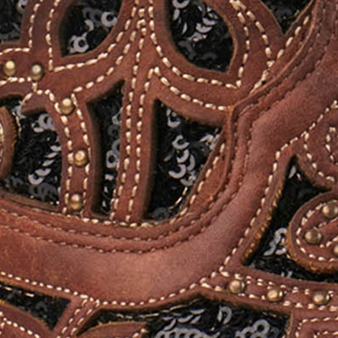 Corral Women's Brown with Black Glitter Inlay Snip Toe Cowboy Booties - Image 1