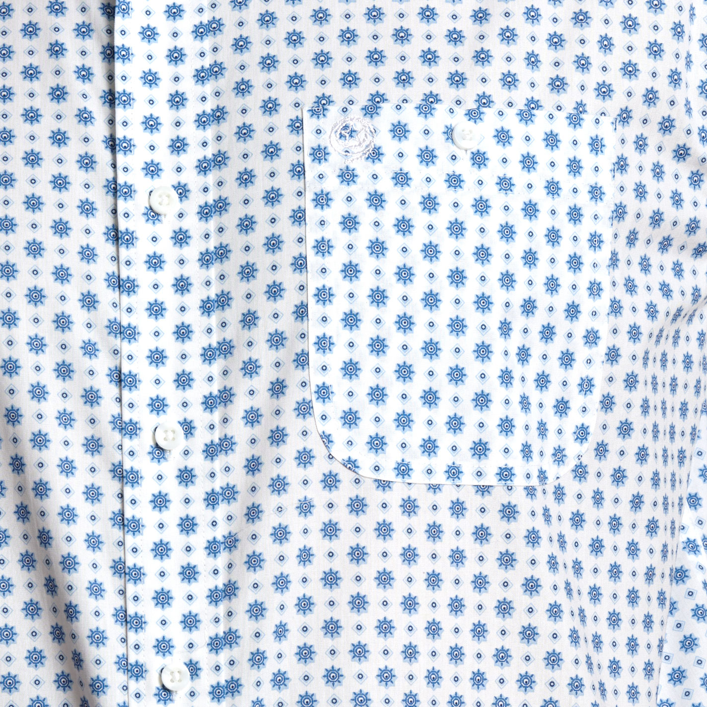 Wrangler Men's George Strait Collection White & Blue Geo Print Western Shirt - Image 1