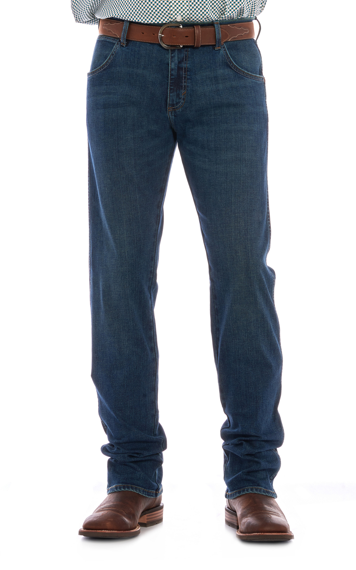 Wrangler Retro Men's Portland Dark Wash Slim Fit Stretch Straight Leg Jeans - Extended Sizes - Image 1