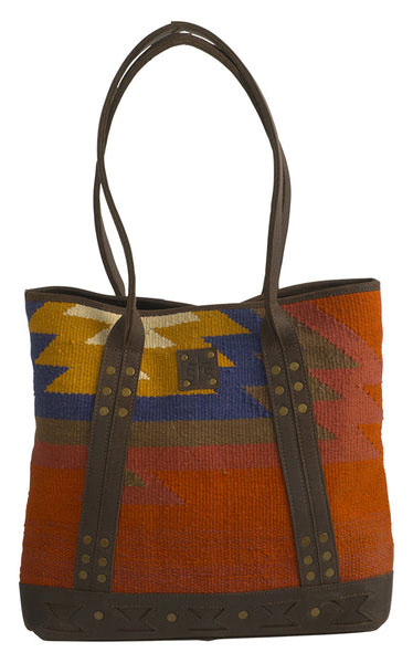 STS Ranchwear Rich Red & Colorful Aztec Crimson Sun Woven Tote Bag - Image 1