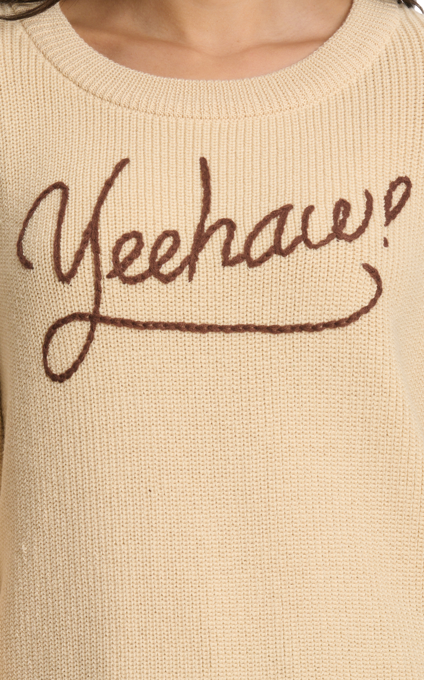 Rockin' C Women's Sand YEEHAW Sweater - Image 1
