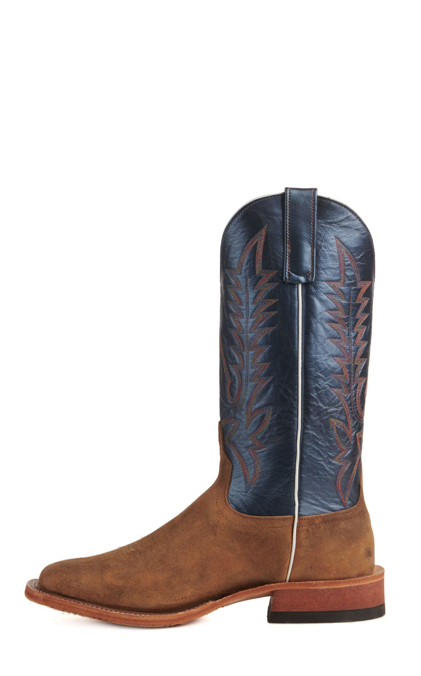 Anderson Bean Men's Sand Elk and Blue Wide Square Toe Cowboy Boots - Image 1