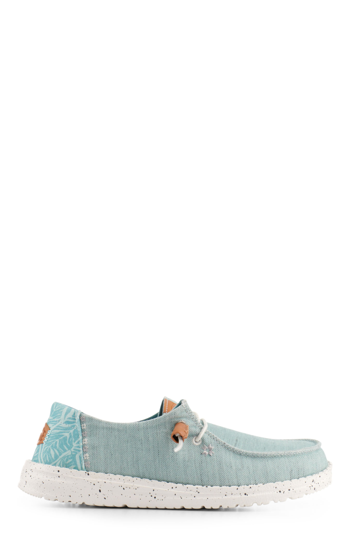 Hey Dude Women’s Wendy Heathered Turquoise with Tropical Heel Moc Toe Lace Up Casual Shoes - Image 1