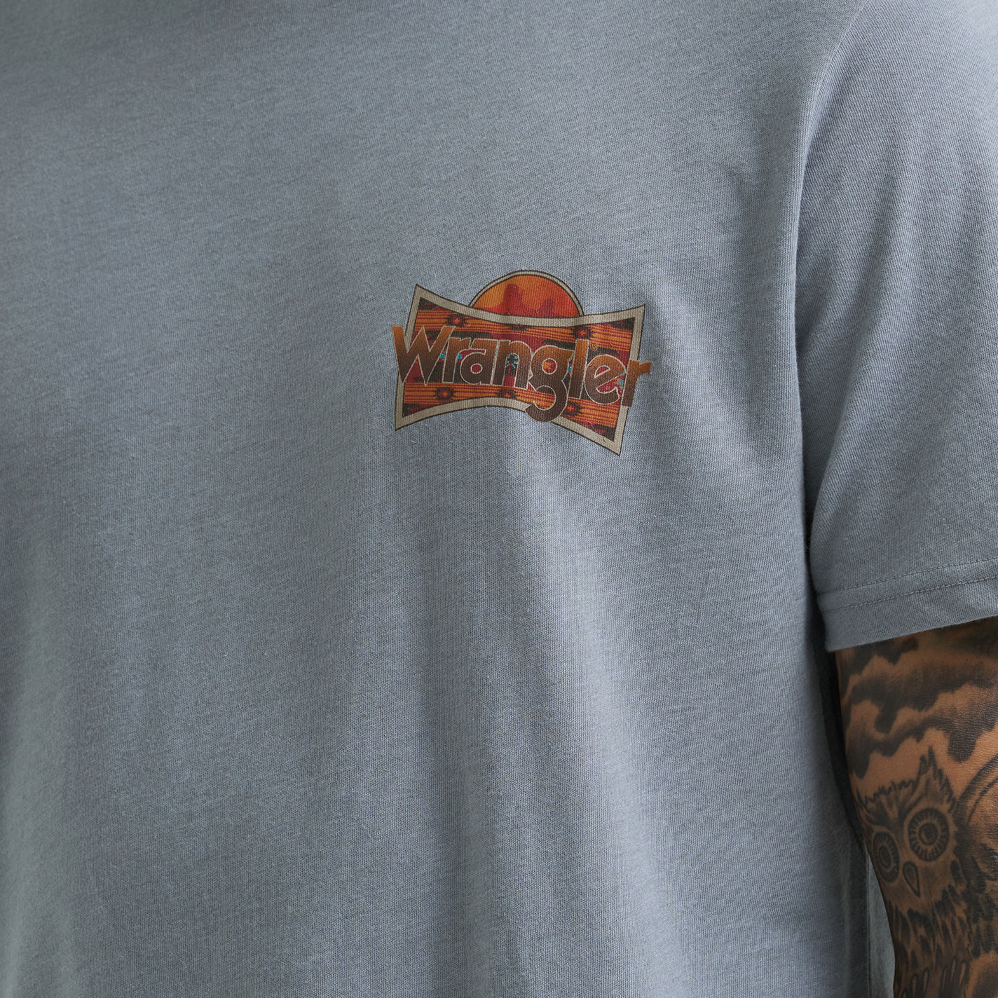 Wrangler Men's Gray Aztec Logo T-Shirt - Image 1