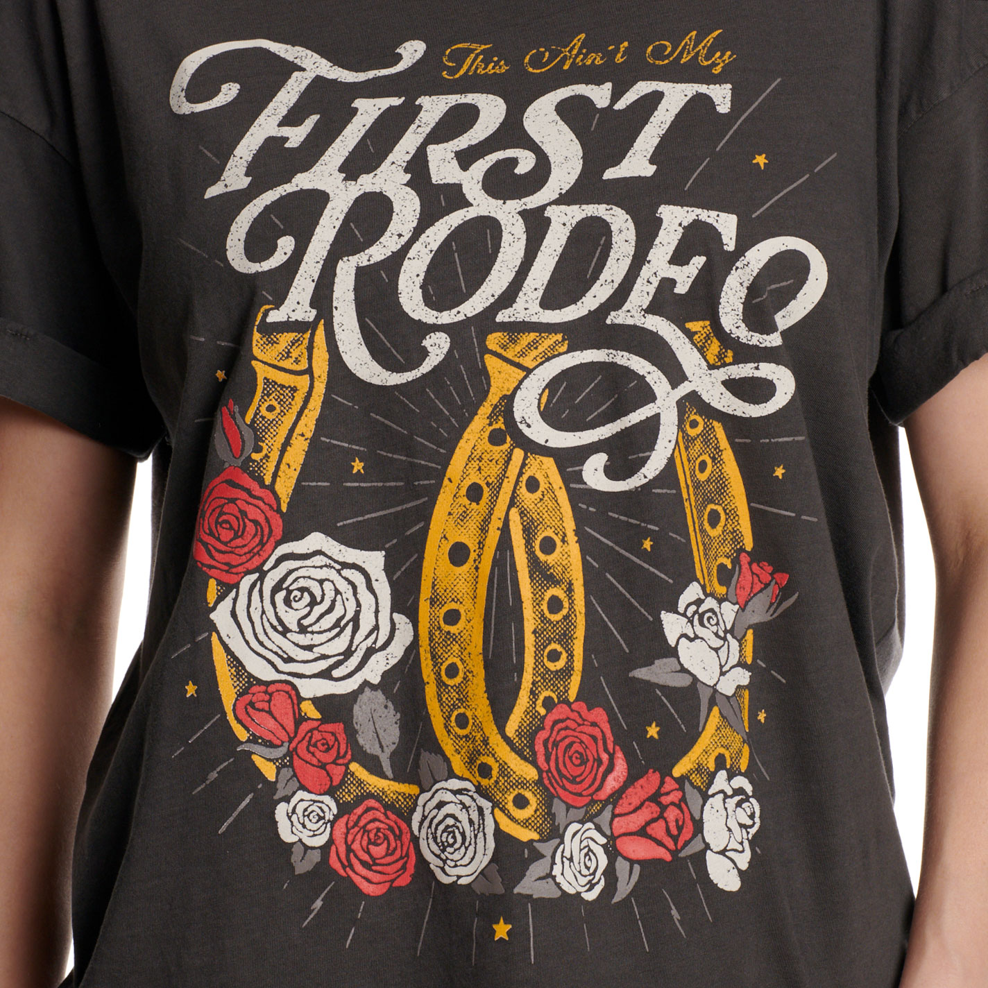 Girl Dangerous Women's First Rodeo Black Graphic T-Shirt - Image 3