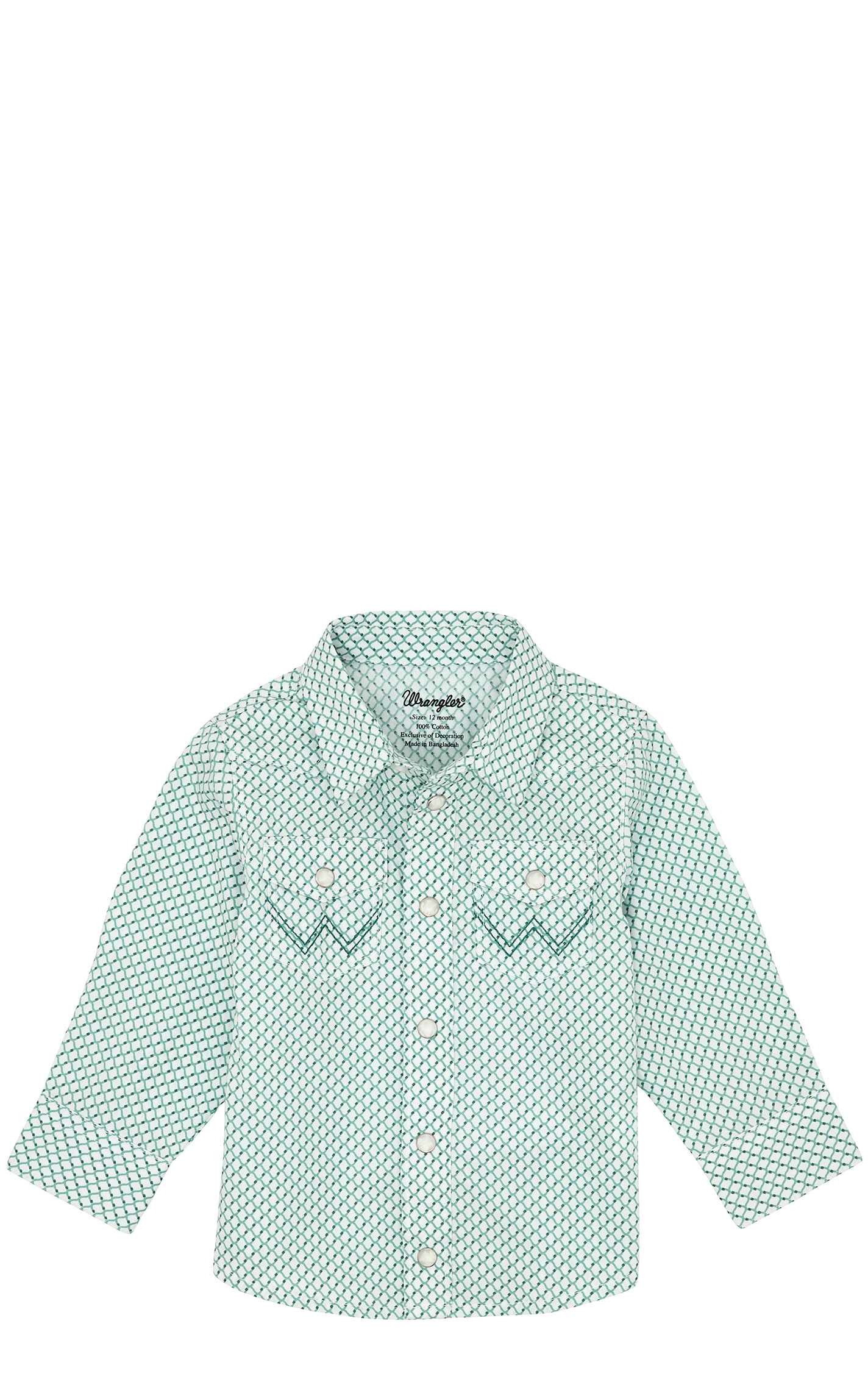 Wrangler Toddler Boy's Teal & White Geo Print Western Shirt - Image 1