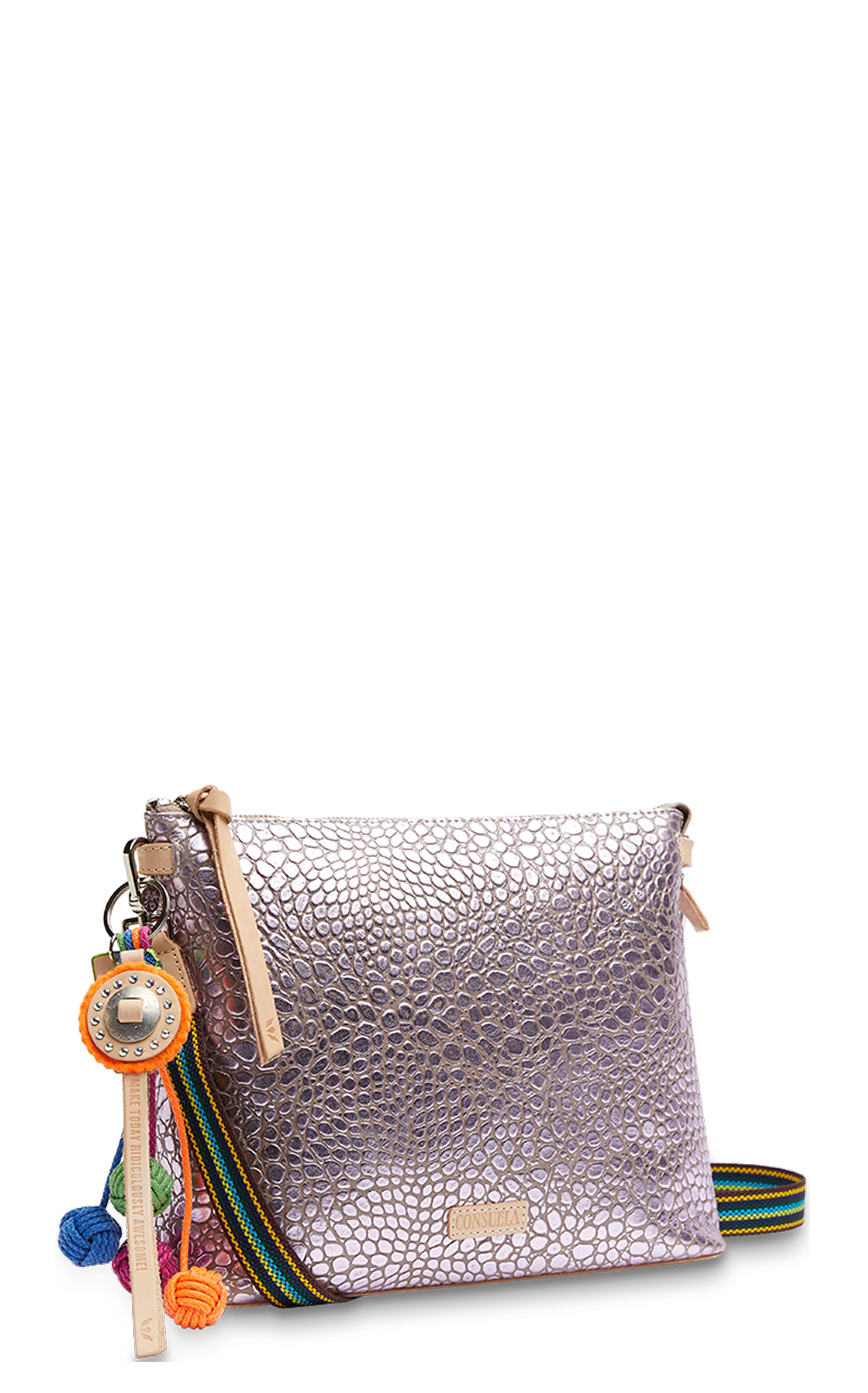 Consuela Lulu Lilac Foiled Pebbled Leather Dowtown Crossbody Bag - Image 1
