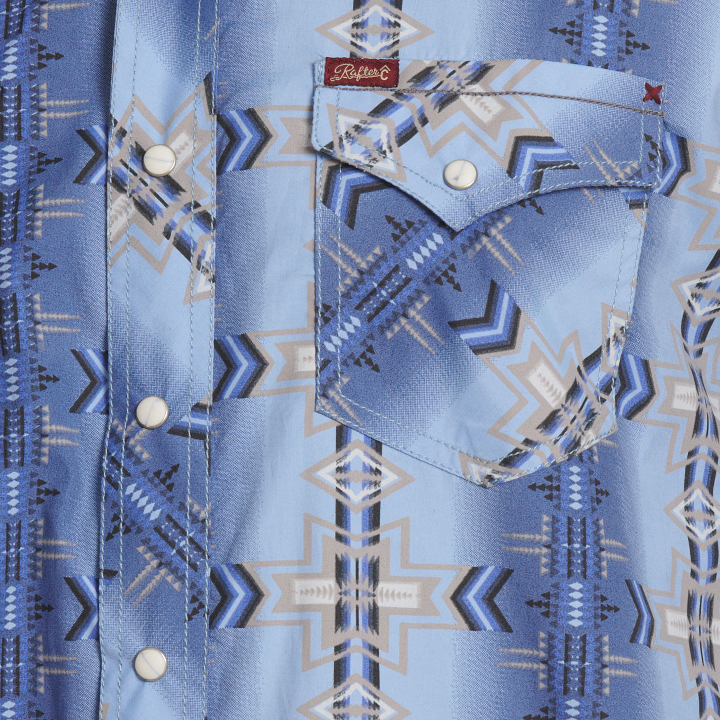 Rafter C Men's Blue Black & Taupe Aztec Print Western Shirt - Image 1