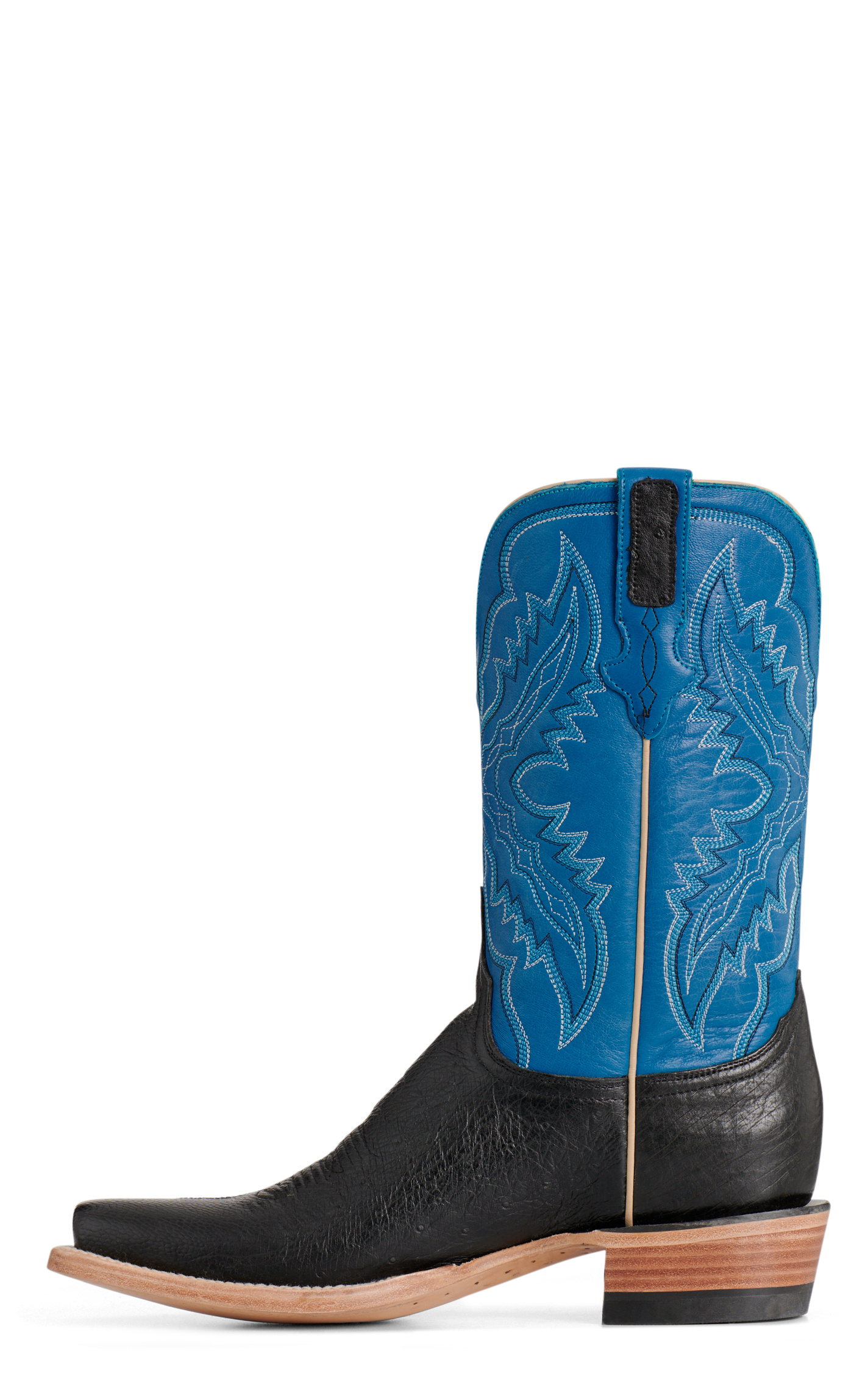 Resistol Men’s Black & Blue Smooth Quill Ostrich Cutter Toe Cowboy Boots - Image 1