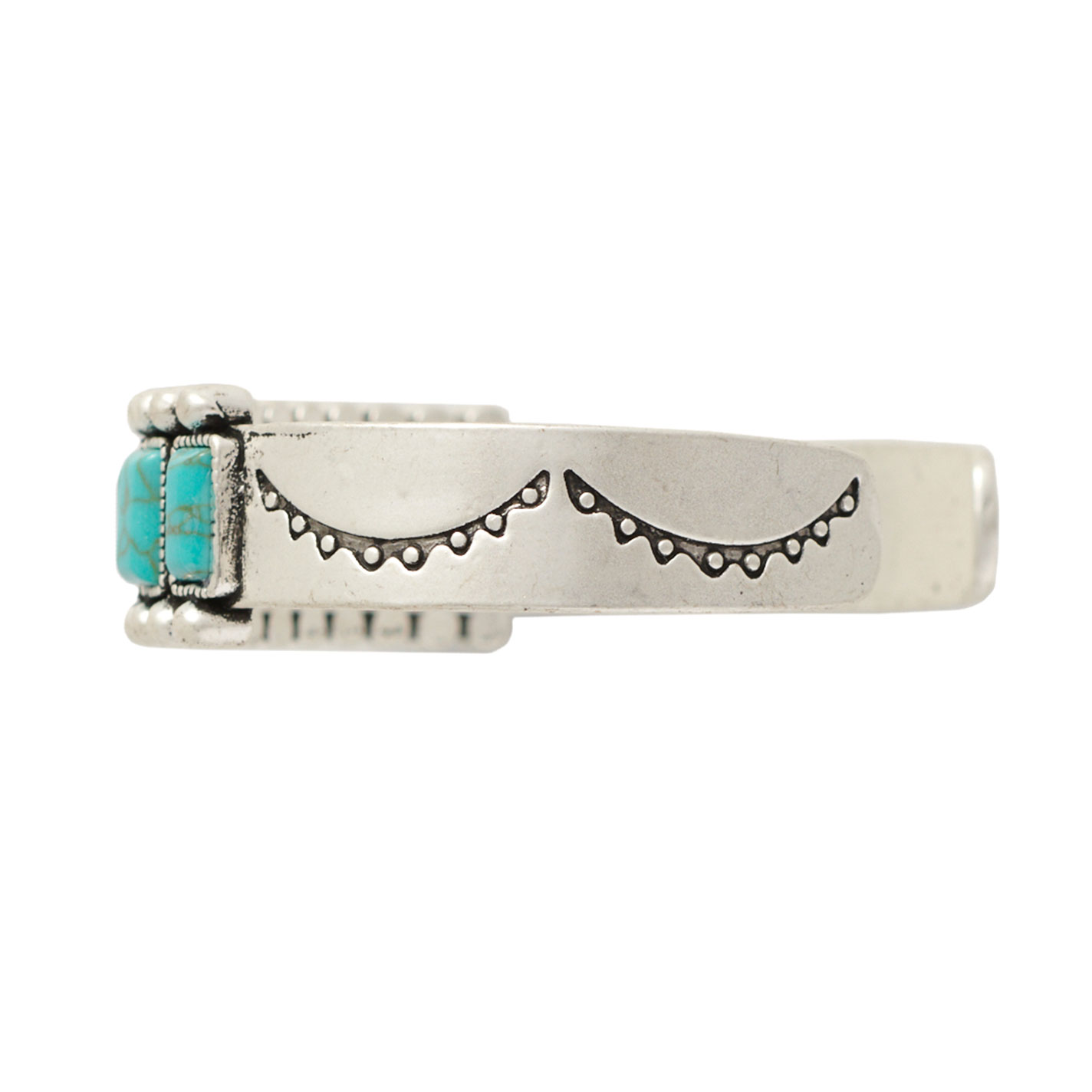 Rockin C Silver Beaded & Turquoise Stone Cuff Bracelet - Image 1