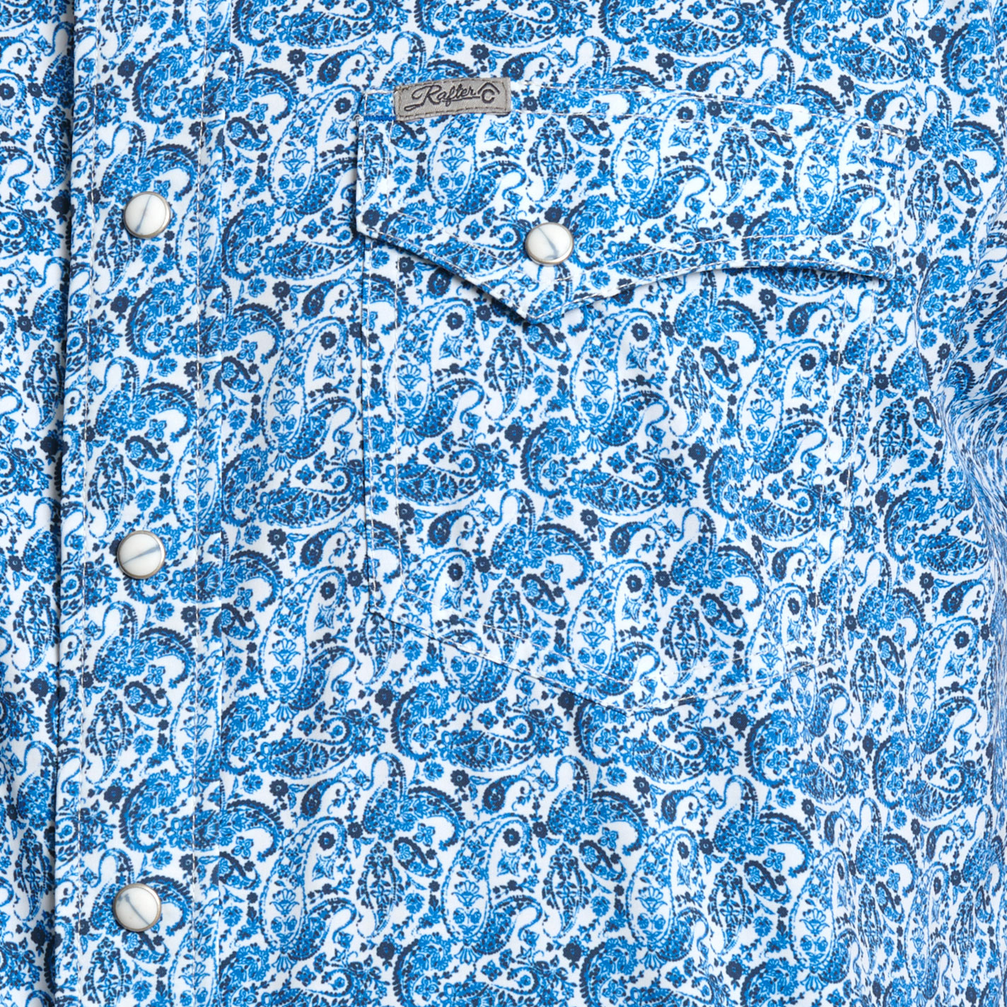 Rafter C Men's Bright Blue Paisley Western Shirt - Image 1