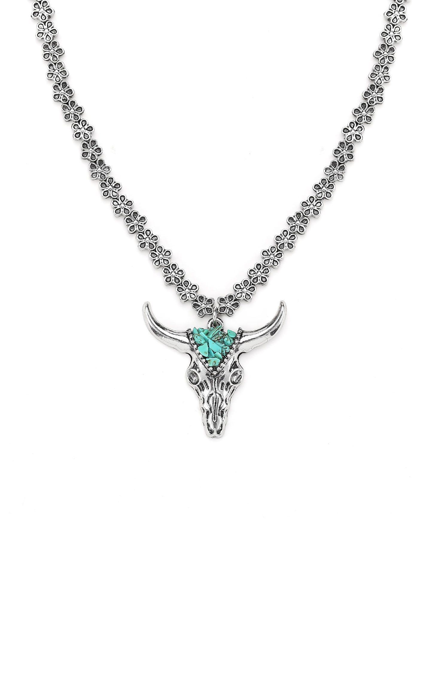 Cowgirl Confetti Silver & Turquoise Run Free Necklace - Image 1