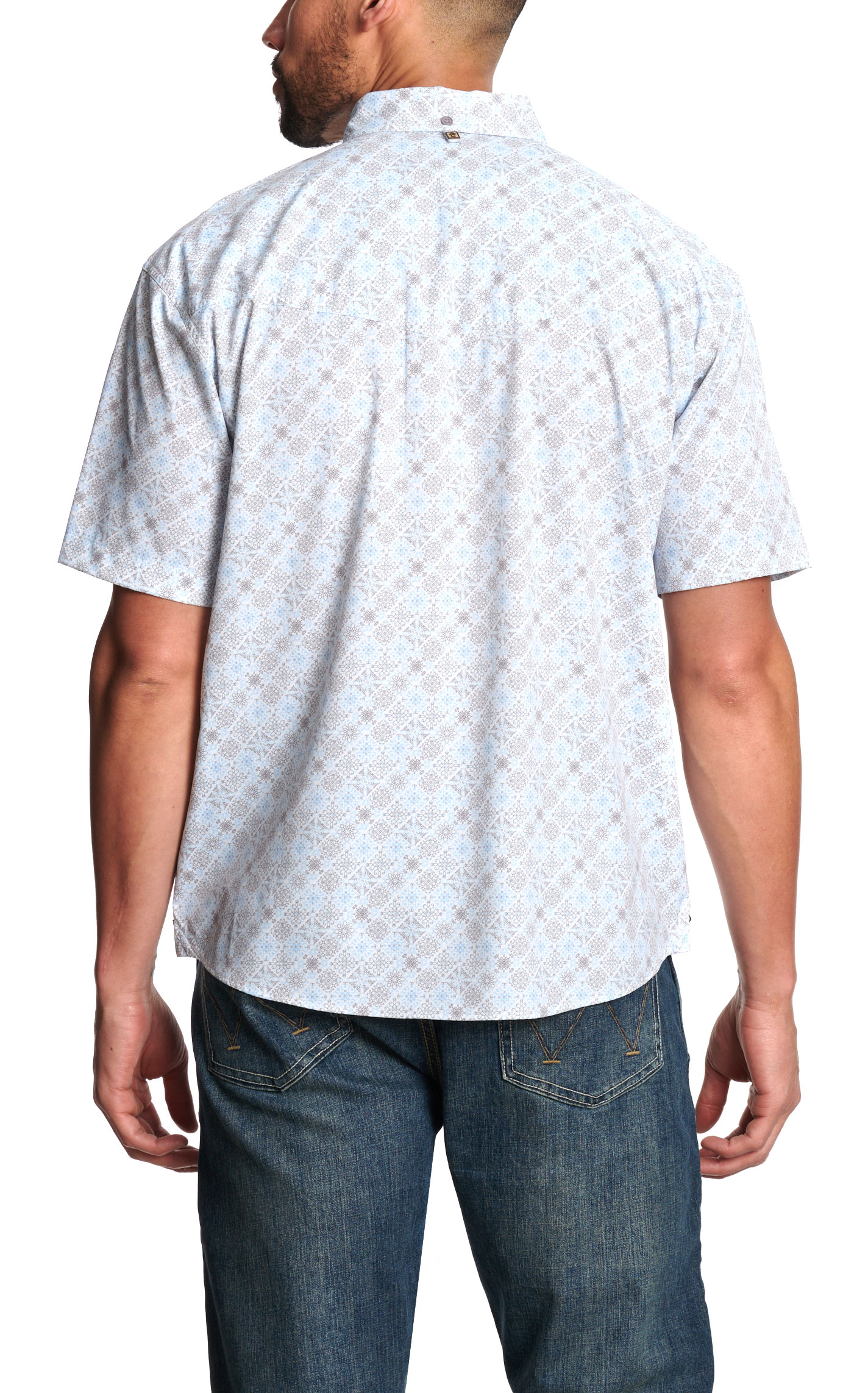 Rafter C Men's Pale Blue Wallpaper Print Western Shirt - Image 1