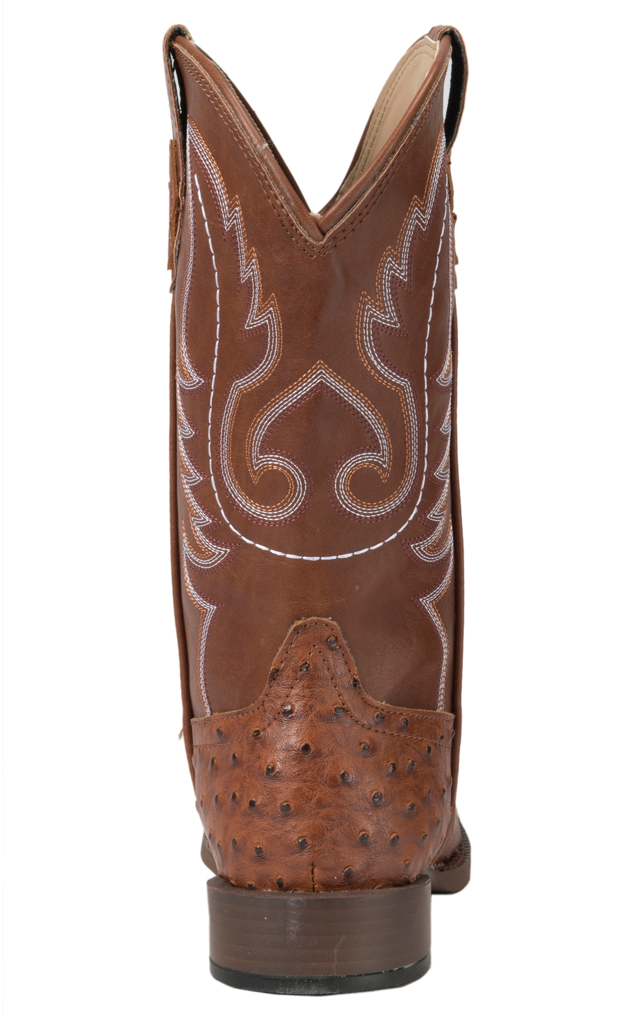 Roper Youth Brown Ostrich Print Square Toe Cowboy Boots - Image 1