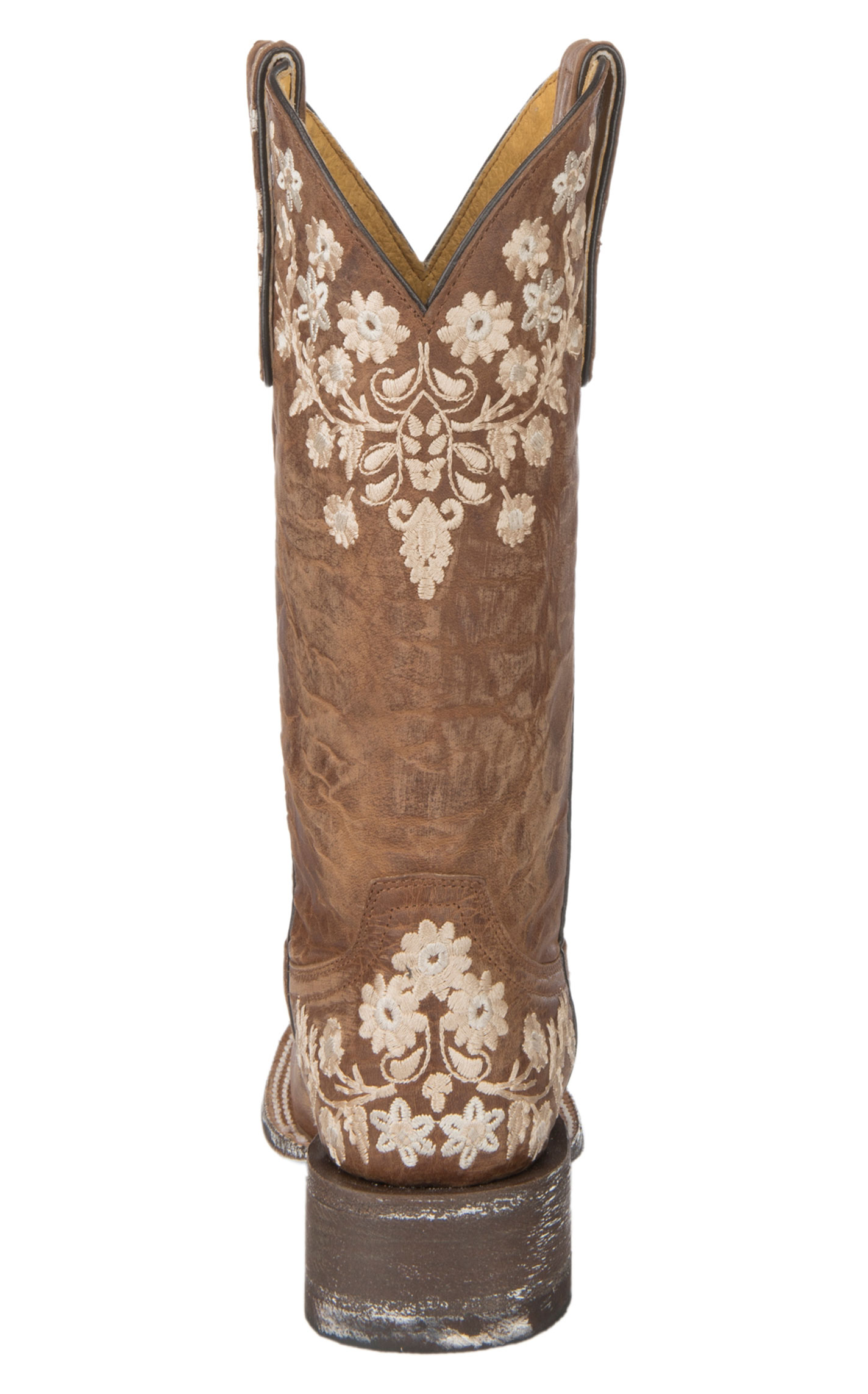 Cavender’s Women’s Chestnut Goatskin Embroidered Square Toe Cowboy Boots - Image 1