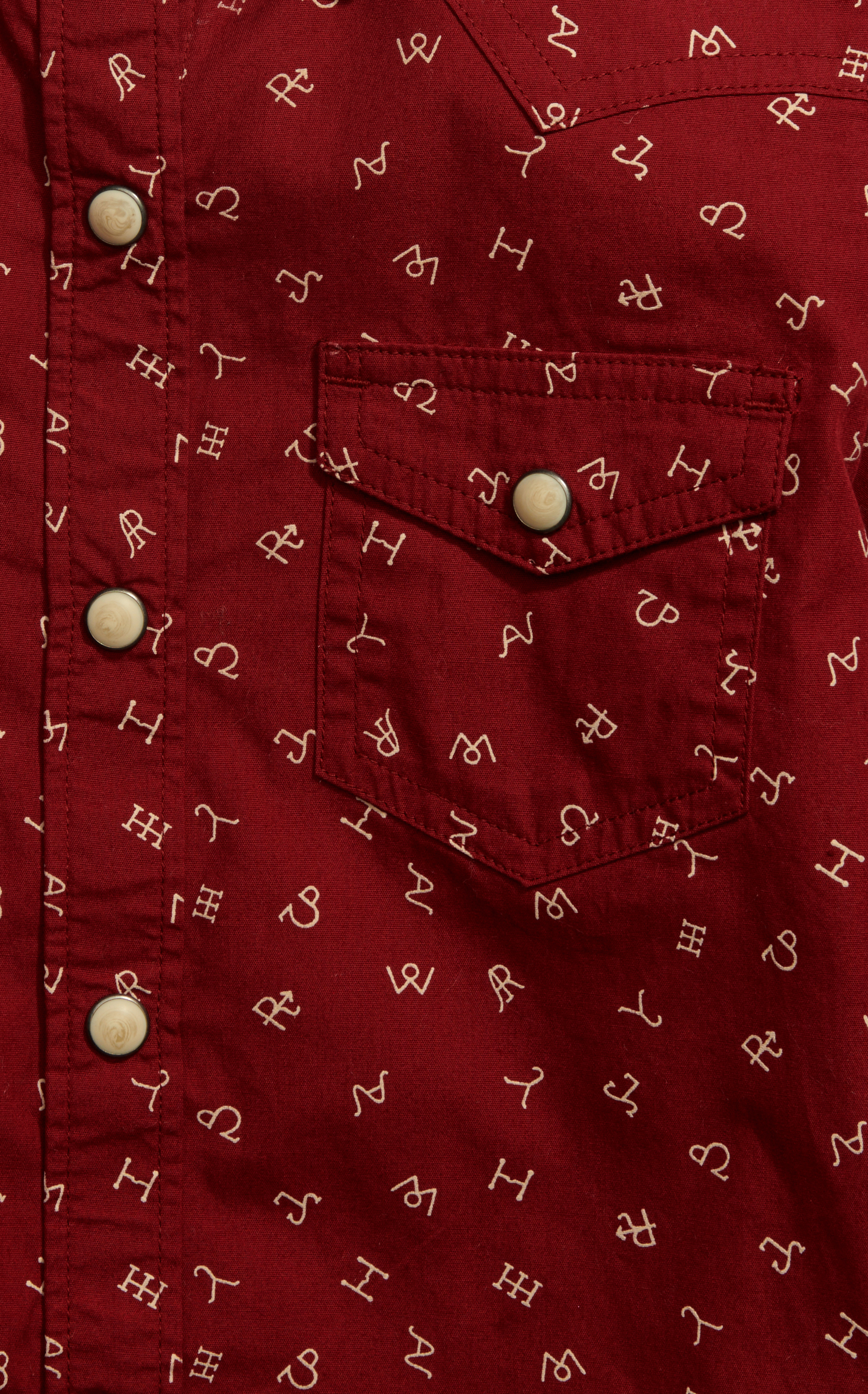 Ariat Girl's Red Brick & Latte Ranch Brands Print Western Shirt - Image 1