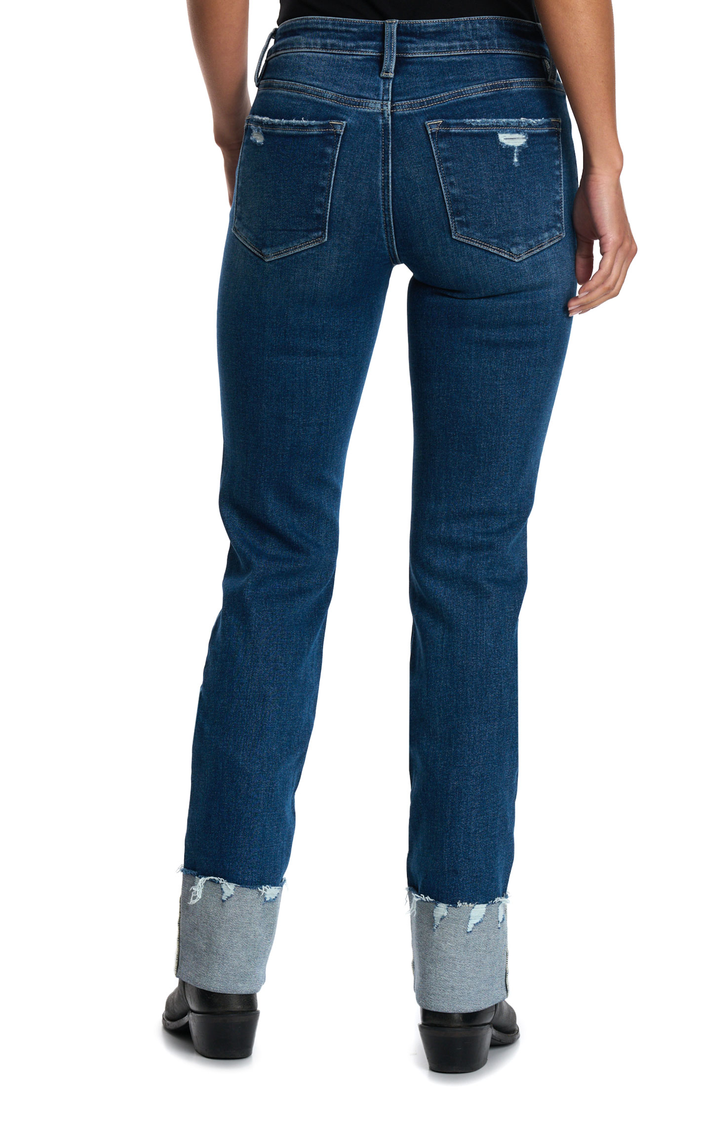Lovervet by Vervet Women's Dark Wash Slim Straight Cuffed Jeans - Image 1