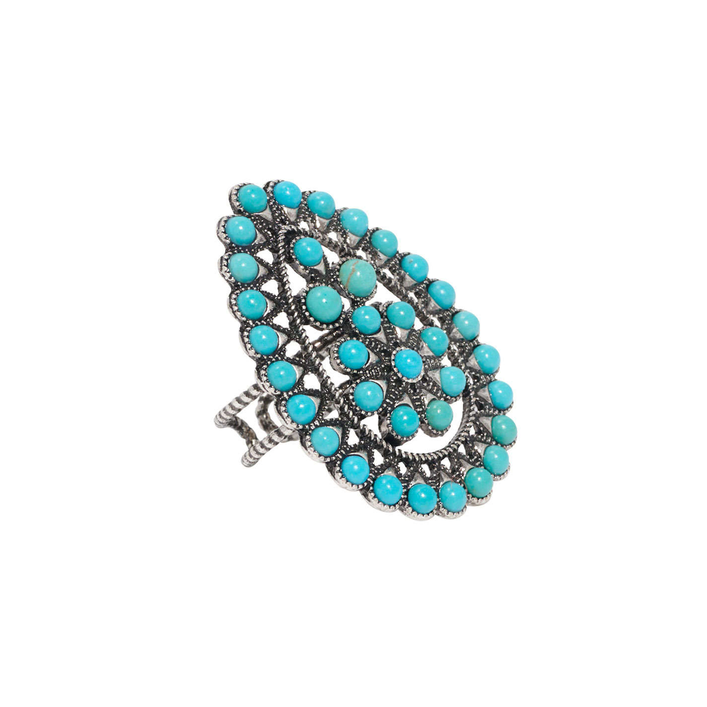 806 by Pink Panache Turquoise Teardrop Concho Ring - Image 2