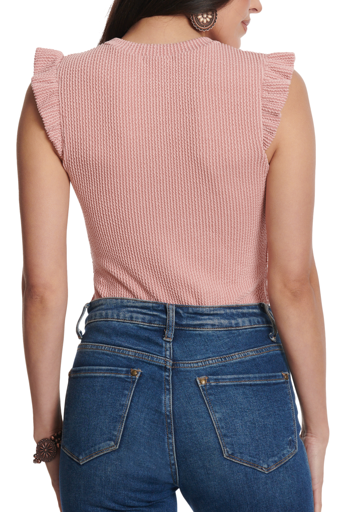 Moa Moa Women's Ribbed Dusty Pink Bodysuit - Image 1