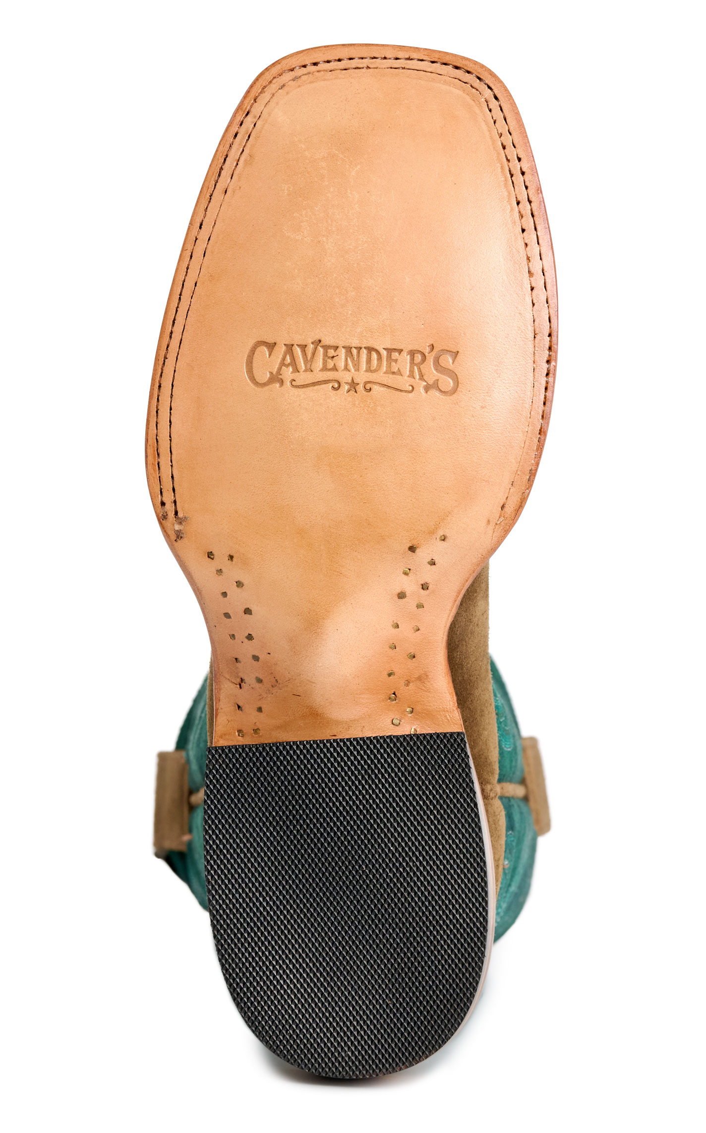 Cavender’s Women’s Moss Brown Suede & Emerald Wide Square Toe Cowboy Boots - Image 1