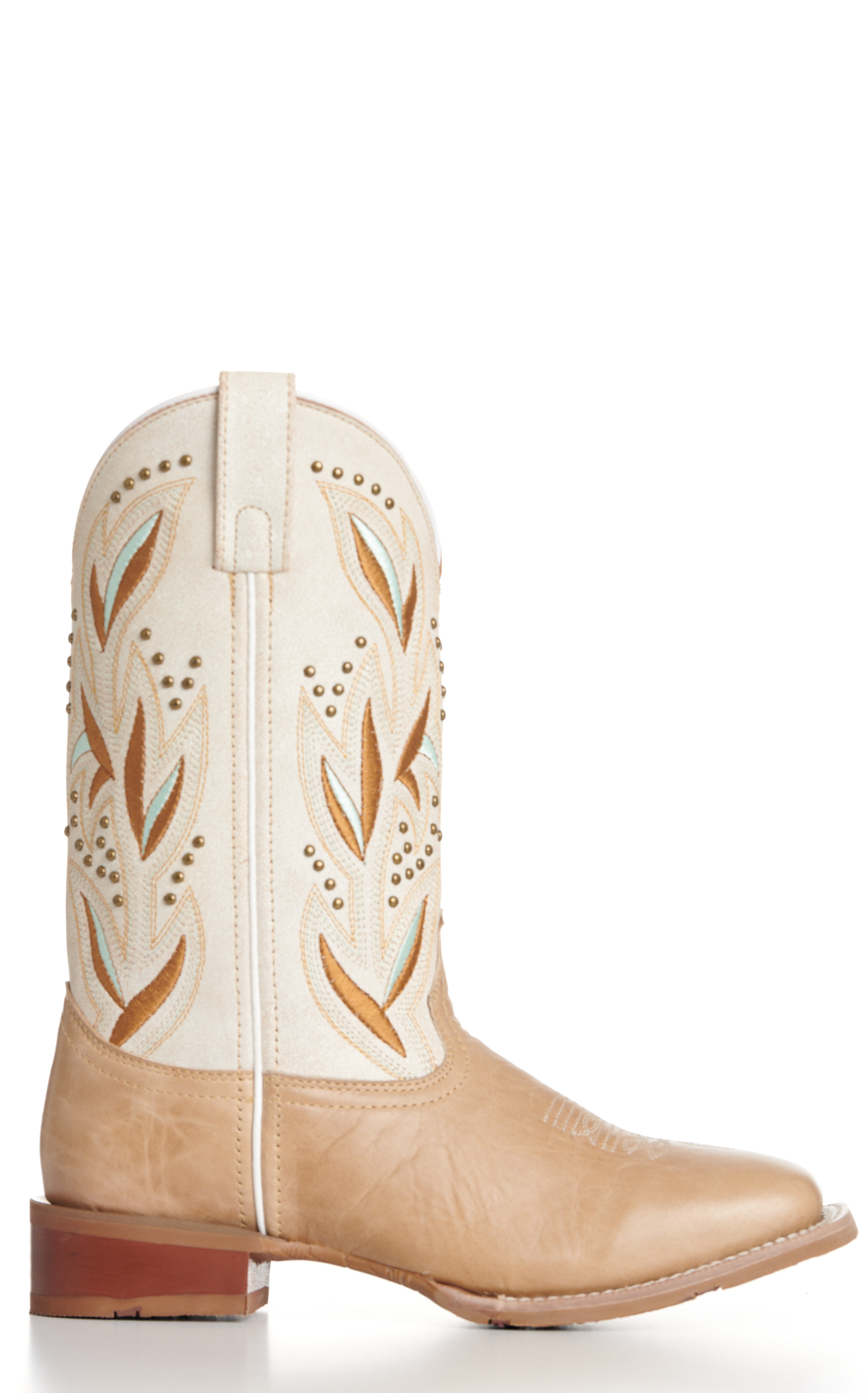 Laredo Women's Lydia Sand and Distressed White Wide Square Toe Cowboy Boots - Image 1