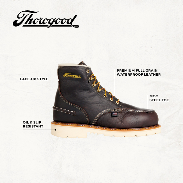 Thorogood Men's 1957 Briar Pitstop Moc Steel Toe 6\