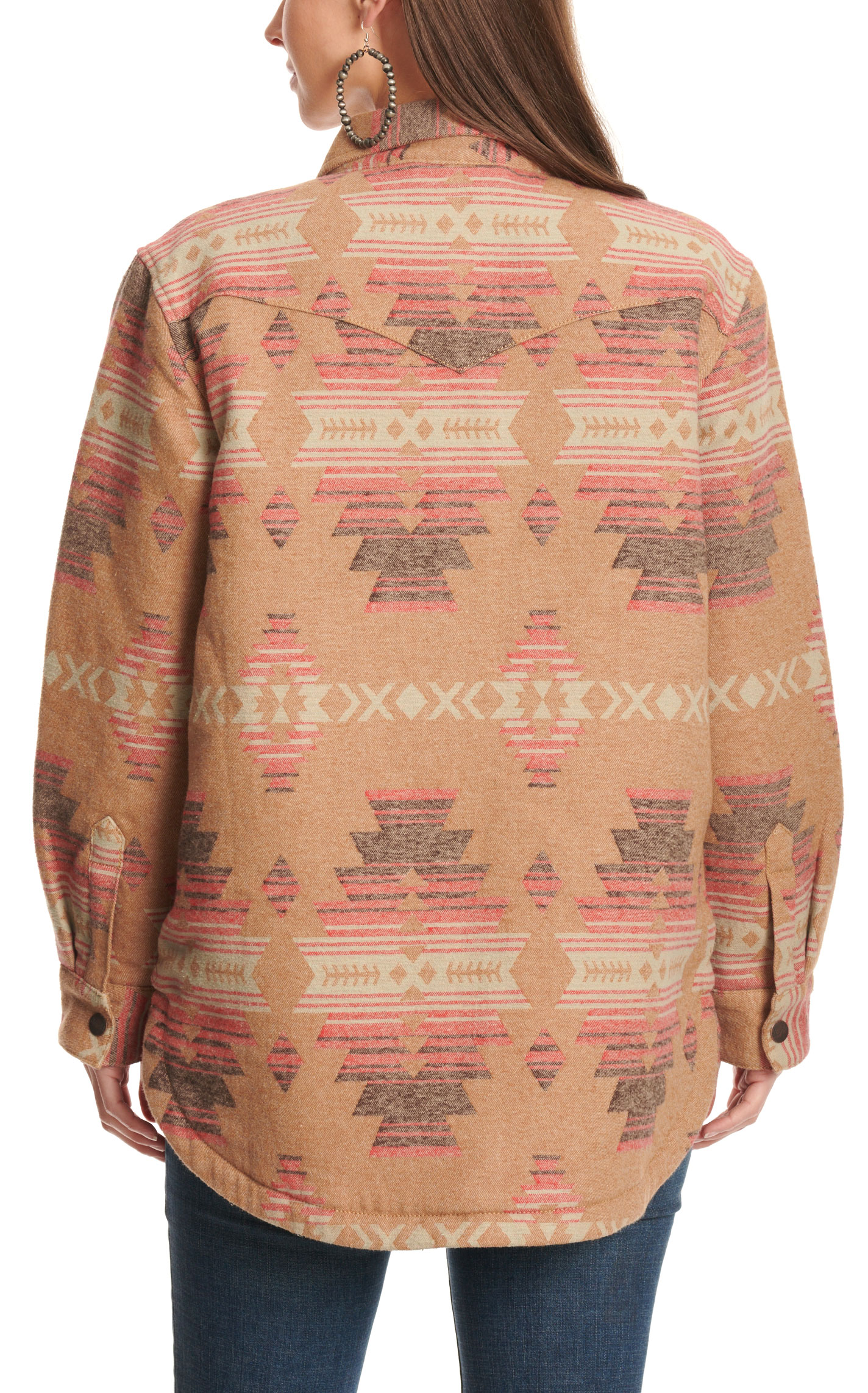 Wrangler Retro Women's Cinnamon Aztec Print Jacquard Shacket - Image 1