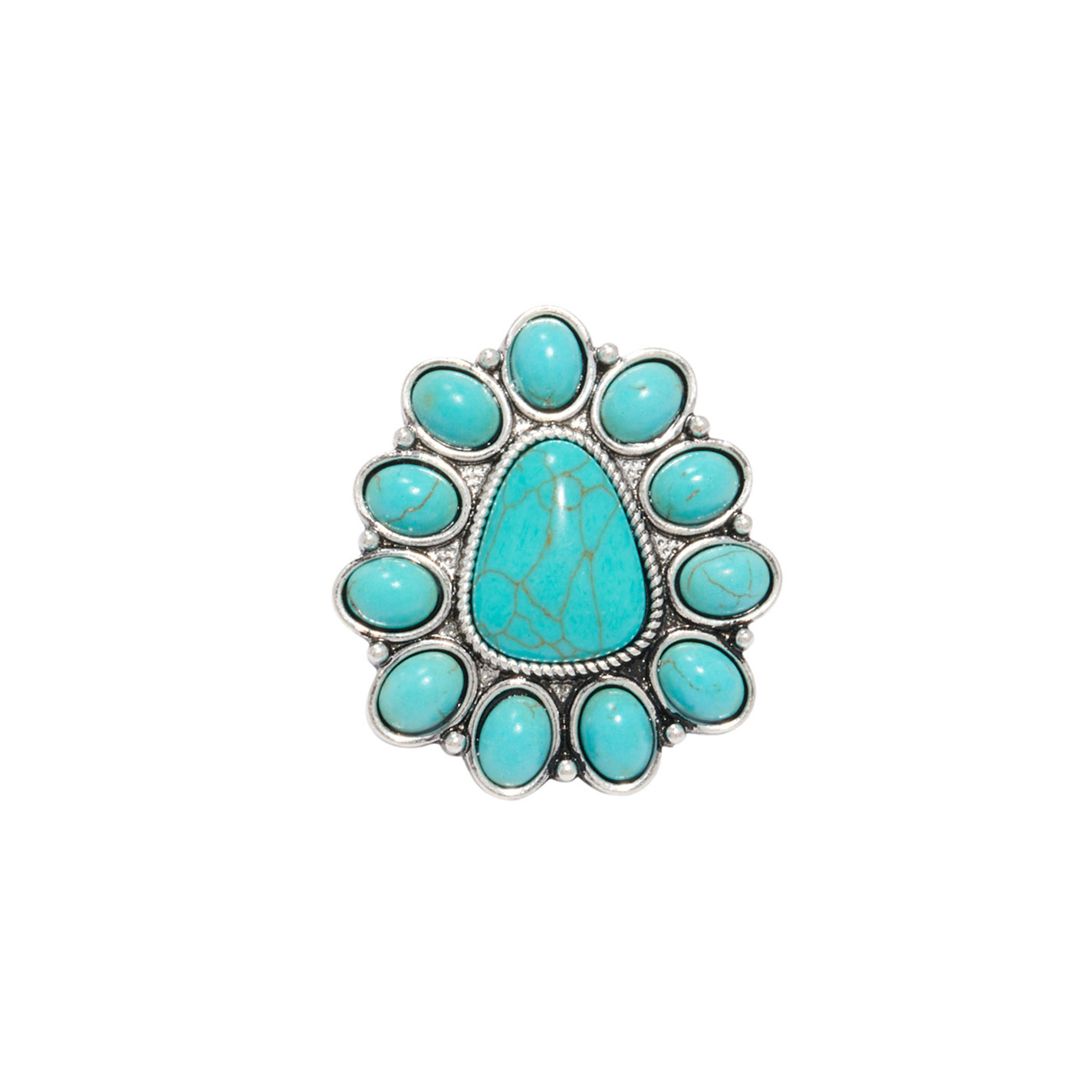 806 by Pink Panache Turquoise Triangle Concho Ring - Image 1