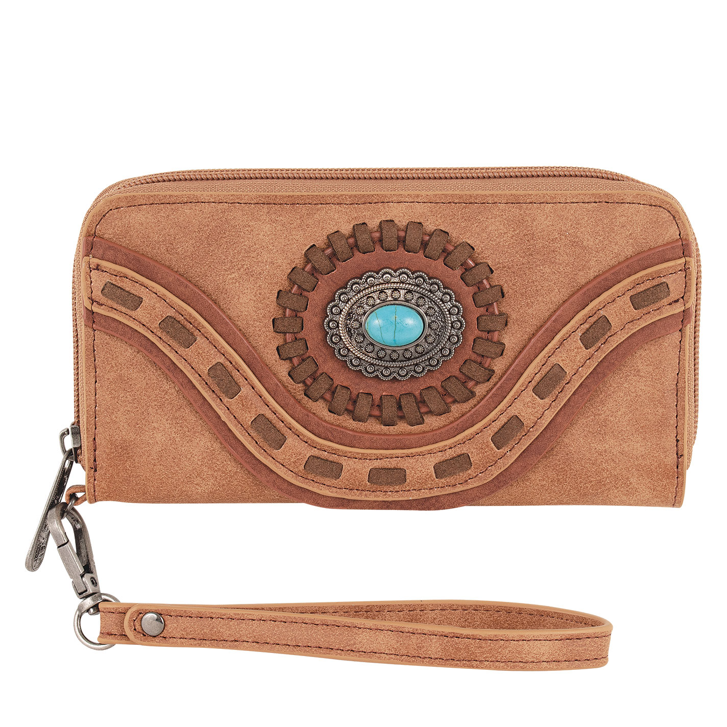 Justin Brown Conch Buckstitch Wristlet Wallet - Image 1