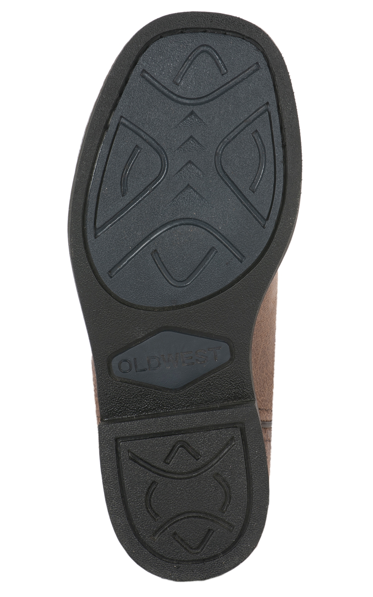 Old West Kids Tan and Brown Leatherette Wide Square Toe Cowboy Boots - Image 1