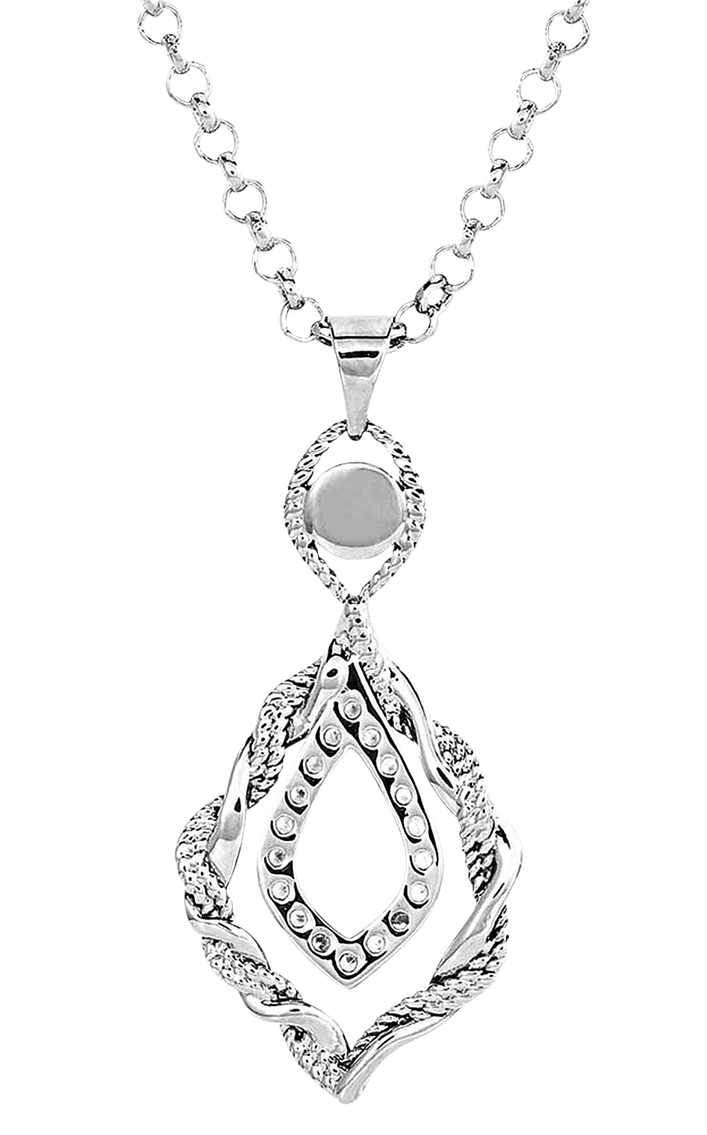 Montana Silversmiths Silver Twisted In Time Teardrop & Turquoise Pendant Necklace  - Image 2