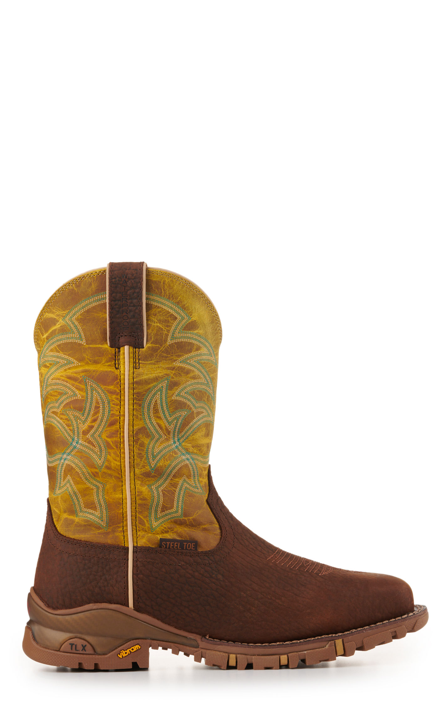 Tony Lama Men's Brown and Green Wide Square Steel Toe Work Boot - Image 1