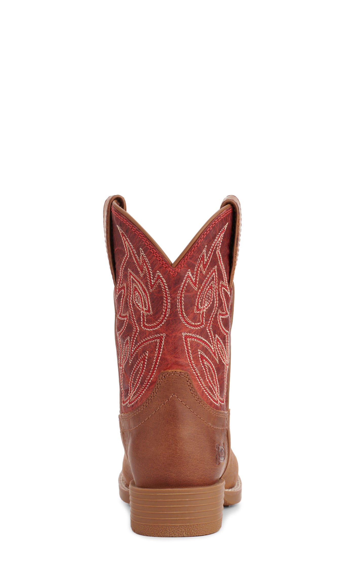 Justin Youth Canter Junior Cognac and Fire Red Wide Square Toe Cowboy Boots - Image 1